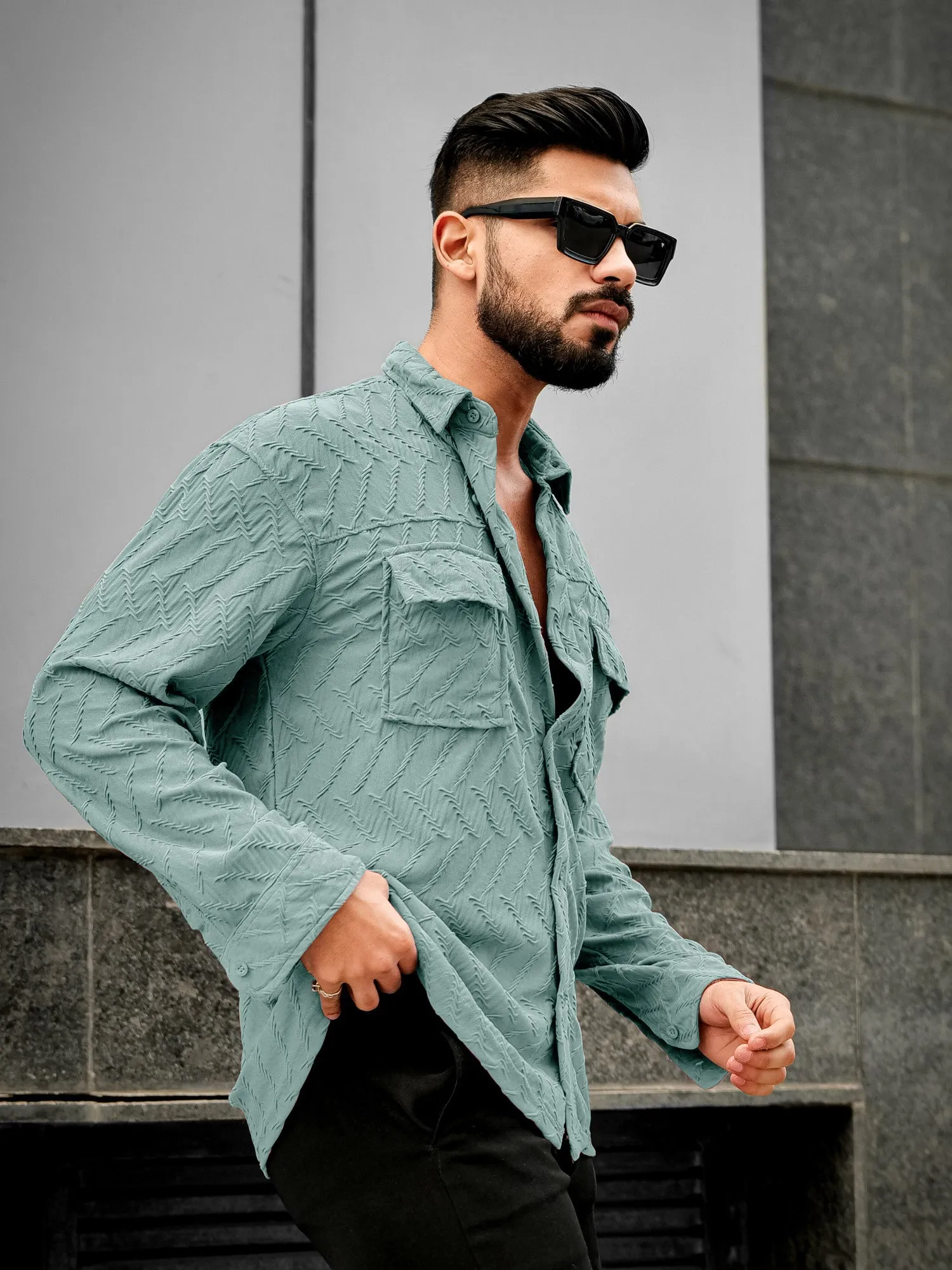 Creased Hunter Green Full Sleeve Shirt