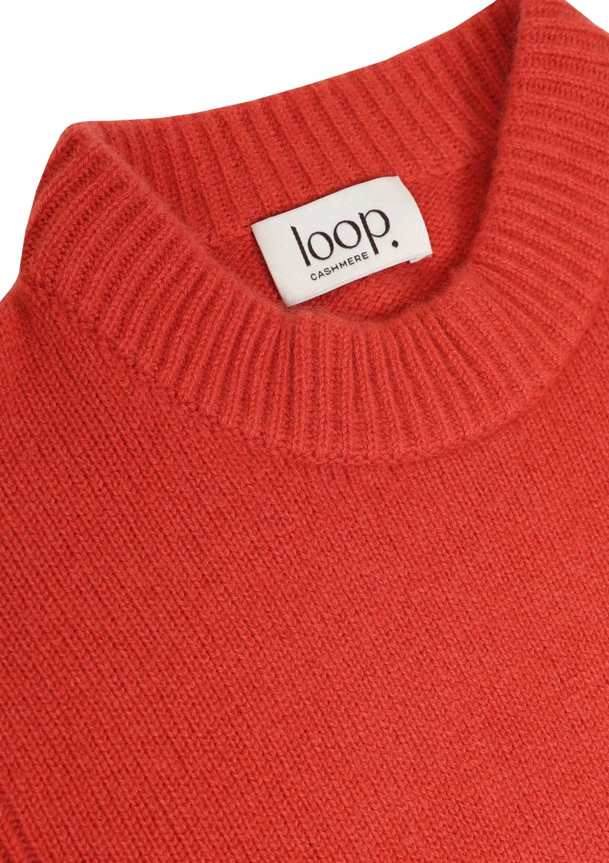 Cropped Cashmere Sweatshirt in Hot Coral