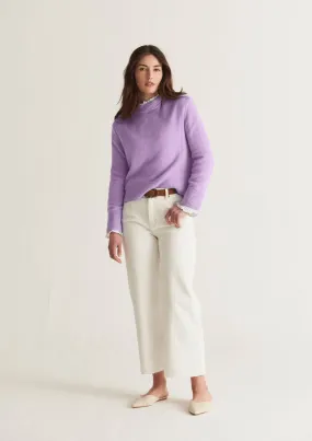 Cropped Cashmere Sweatshirt in Lilac Bonbon