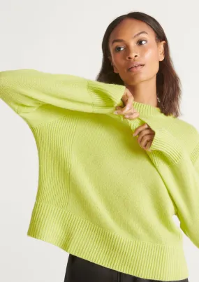 Cropped Cashmere Sweatshirt in Lime Green