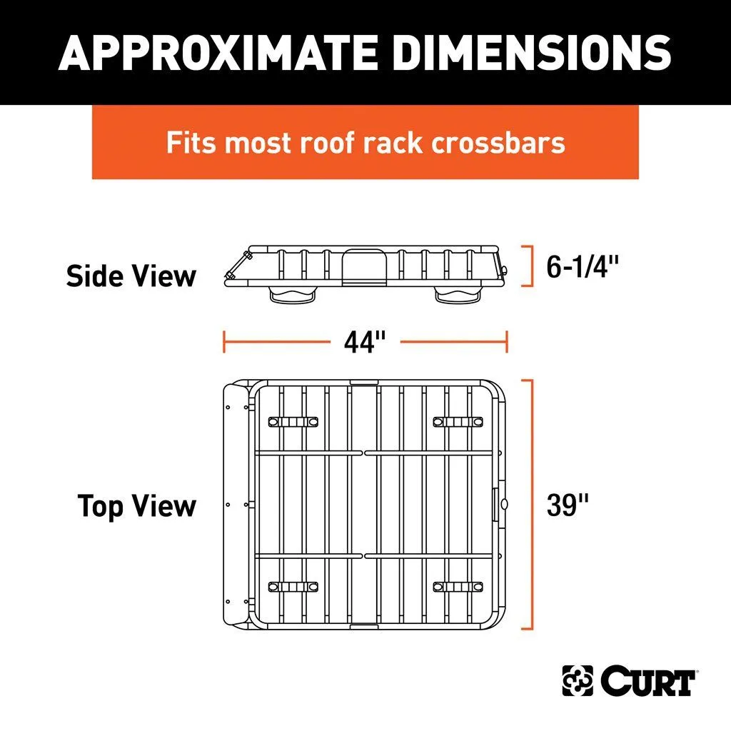 Curt 42" X 37" Black Steel Roof Rack Cargo Carrier | Universal (18115)