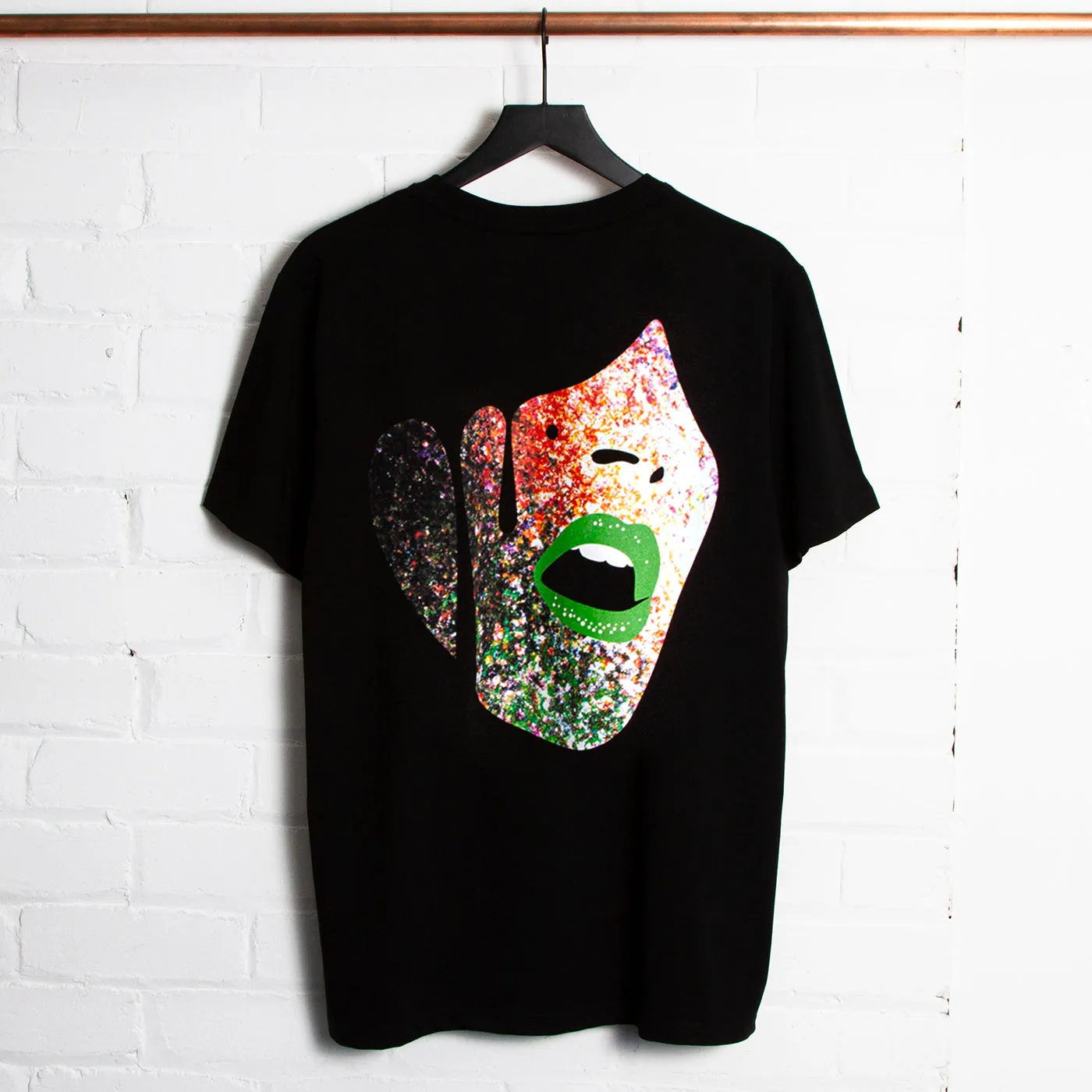 Droplet Face 007 Back Print - Tshirt - Black