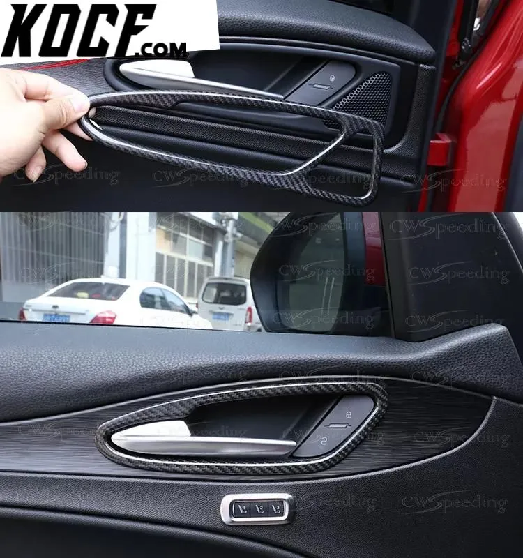 DRY 3K REARL CARBON FIBER INNER DOOR HANDLE TRIM FOR 2017-2019 ALFA ROMEO STELVIO INTERIORS