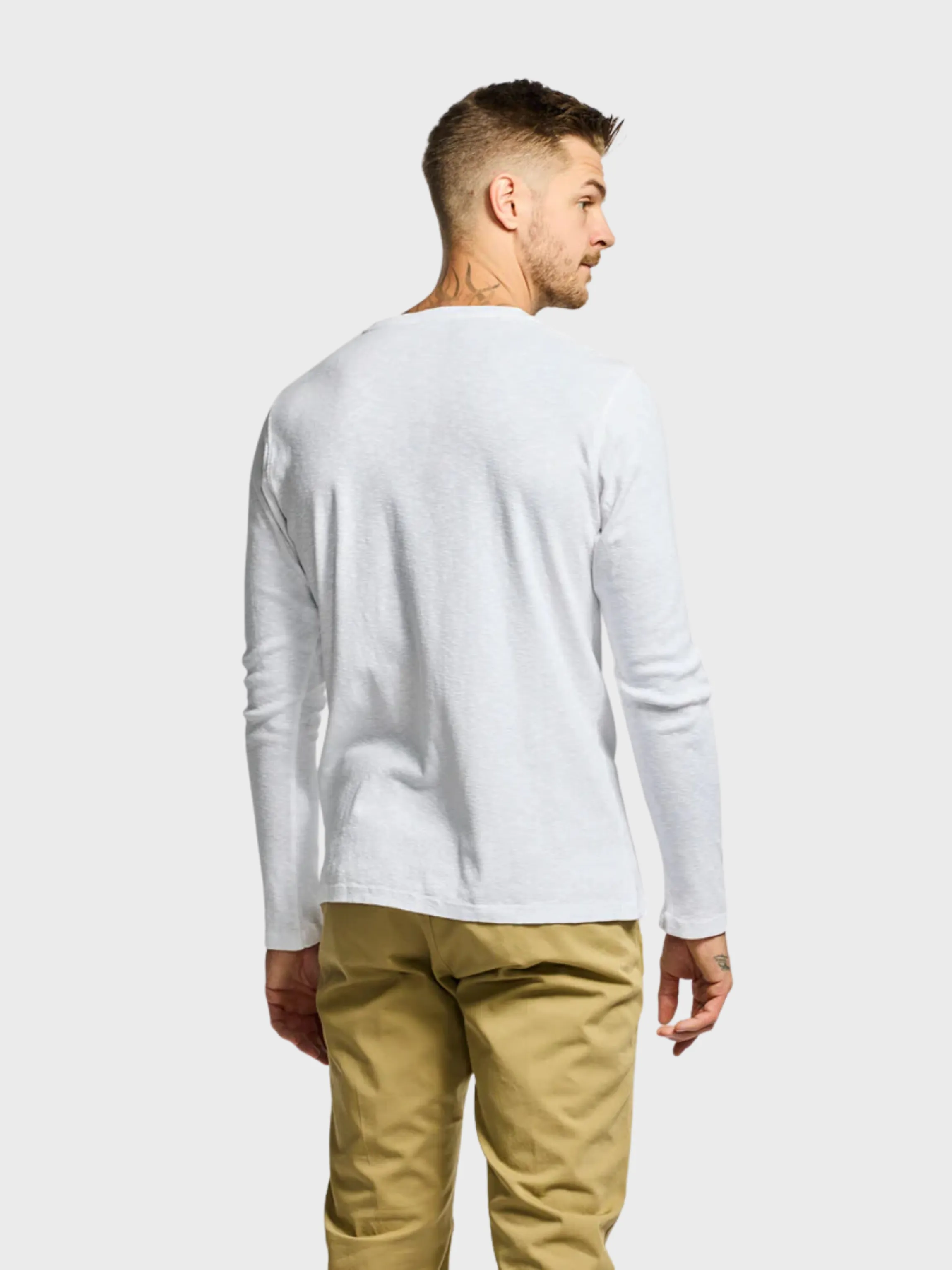 Easy Mondays LS Henley Slub White