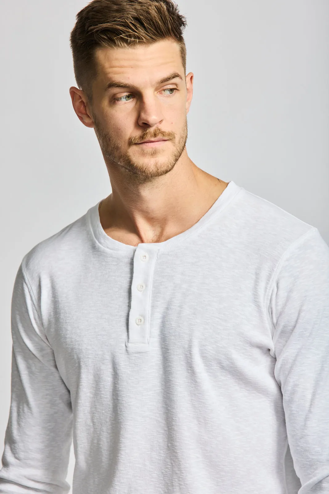 Easy Mondays LS Henley Slub White