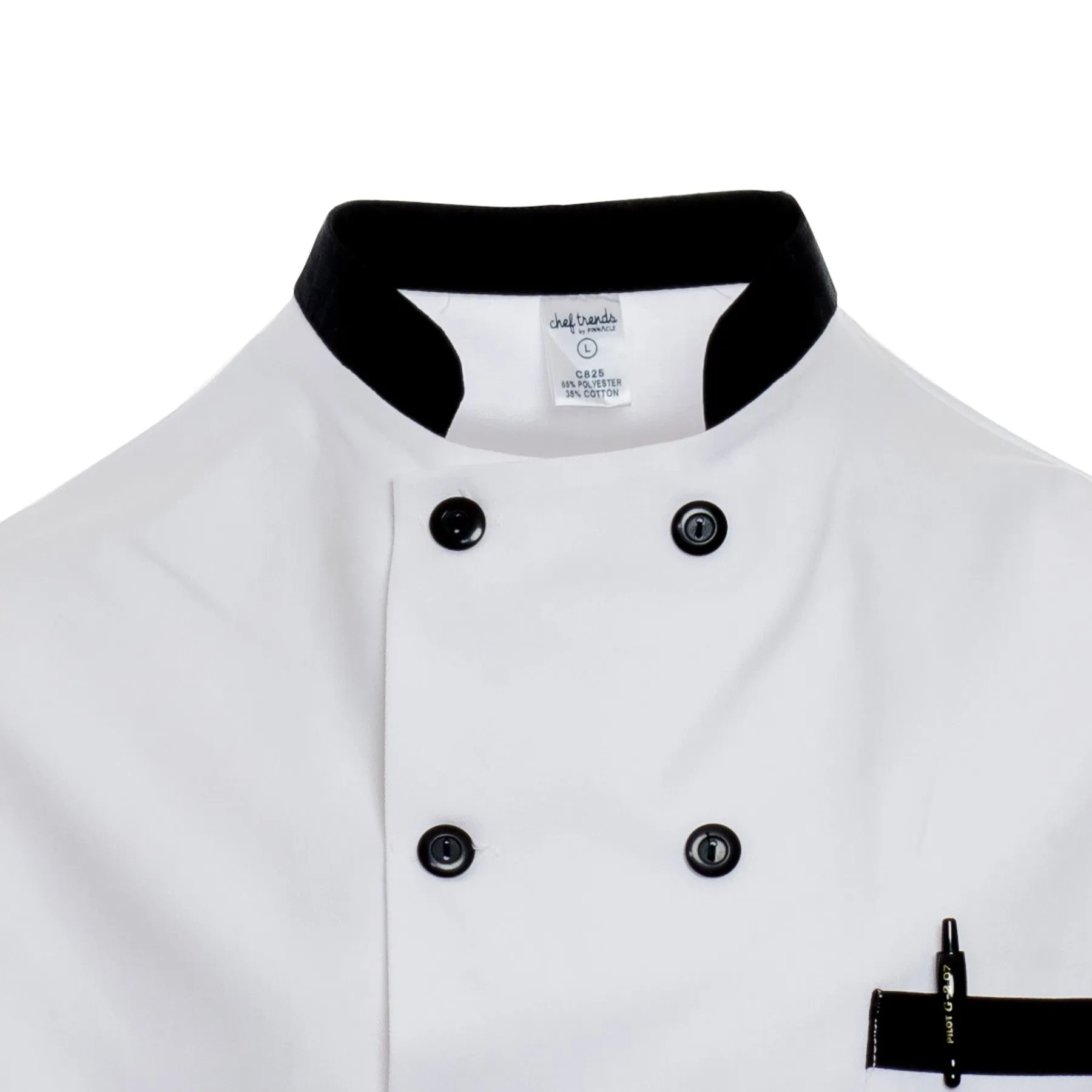 Executive White Chef Coat with Black Trim 4900