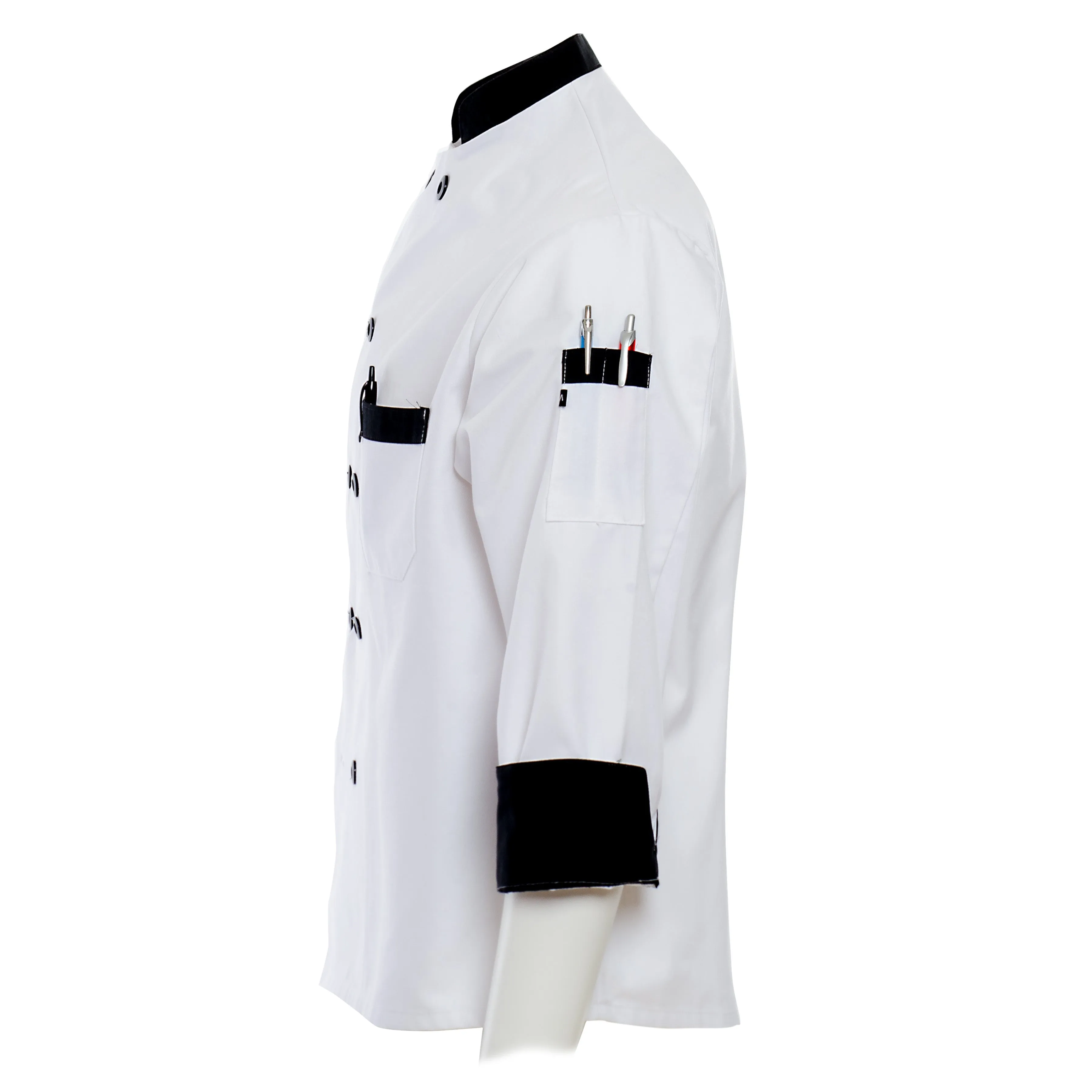 Executive White Chef Coat with Black Trim 4900