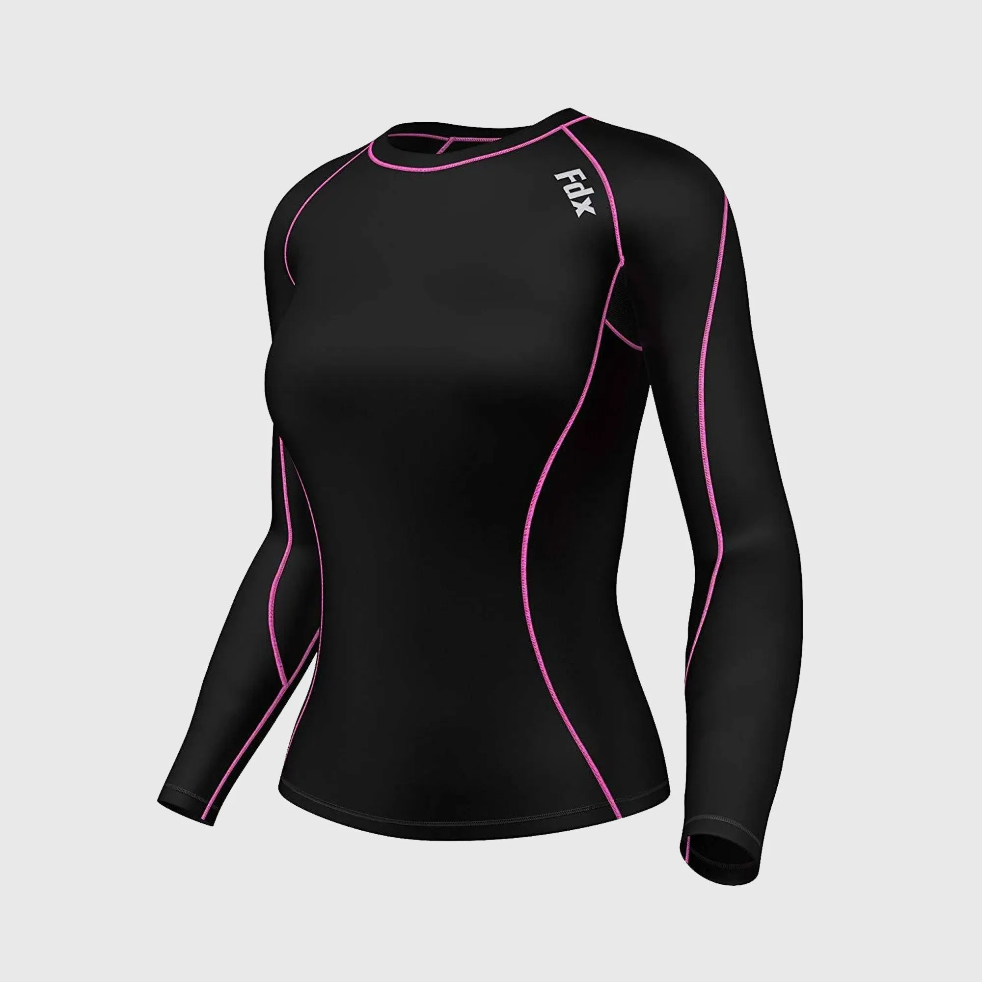 Fdx Monarch Pink Women's & Girl's Base Layer Long Sleeve Compression Top