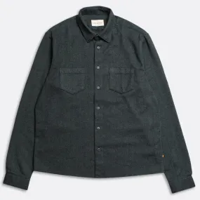 Forest Green Herringbone Cotton Flannel Shirt