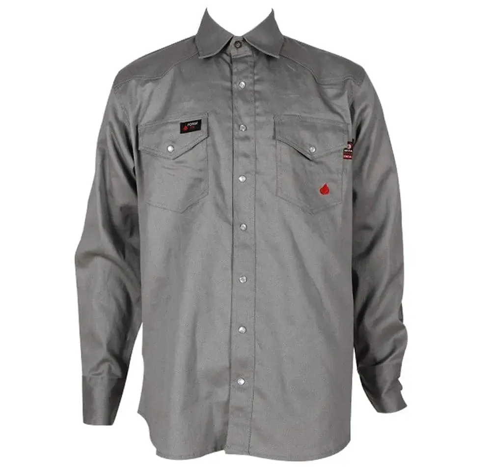 FORGE - Men's FR Solid Button Shirt, Light Gray