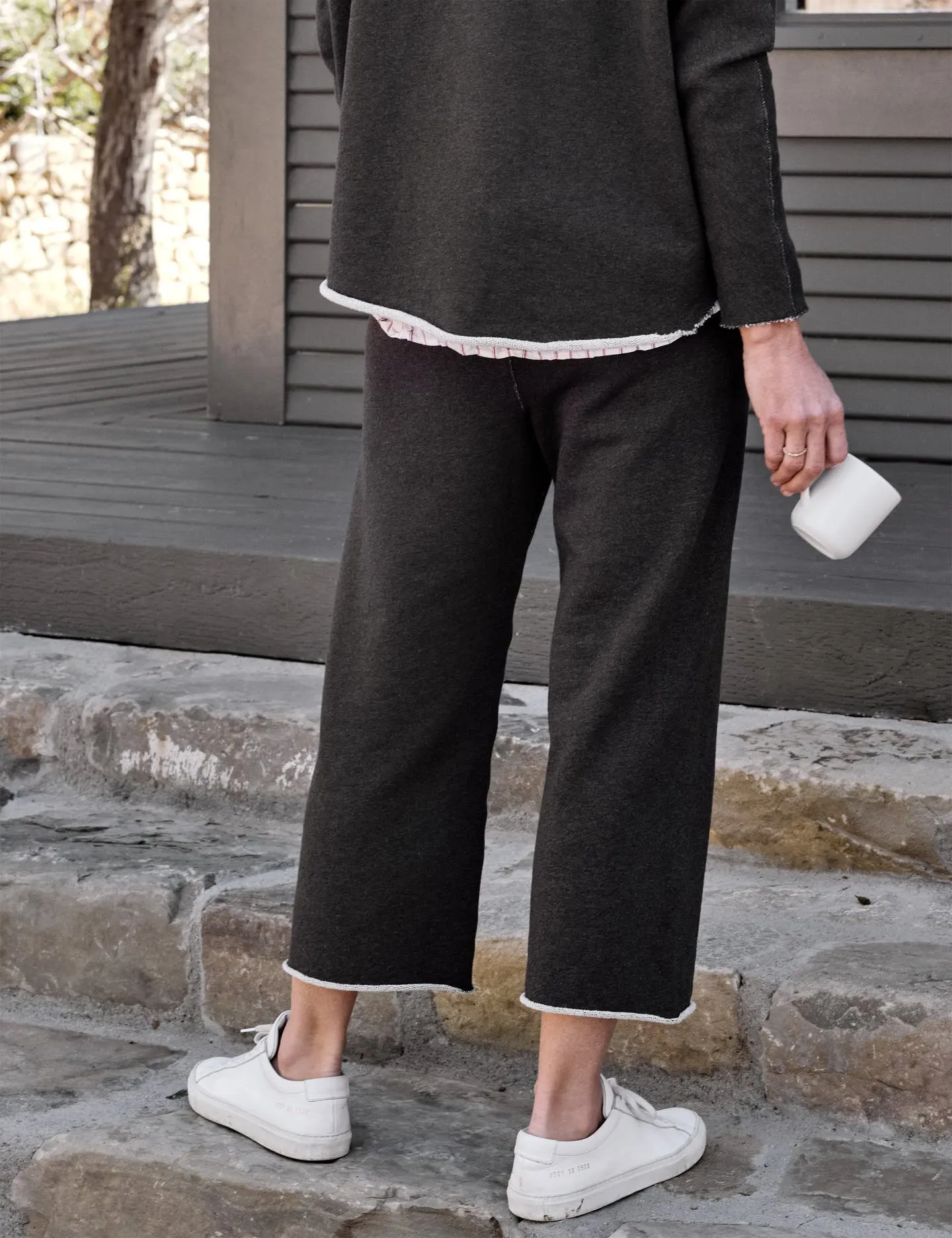 Frank & Eileen - Cropped Wide Leg Sweatpant in Charcoal Melange