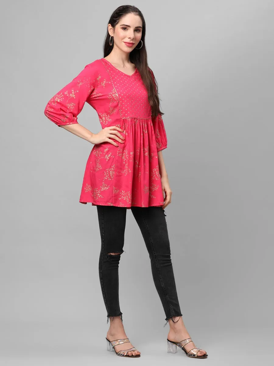 Fuschia Ornamental Printed Tunic