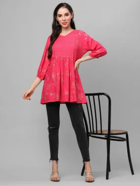 Fuschia Ornamental Printed Tunic