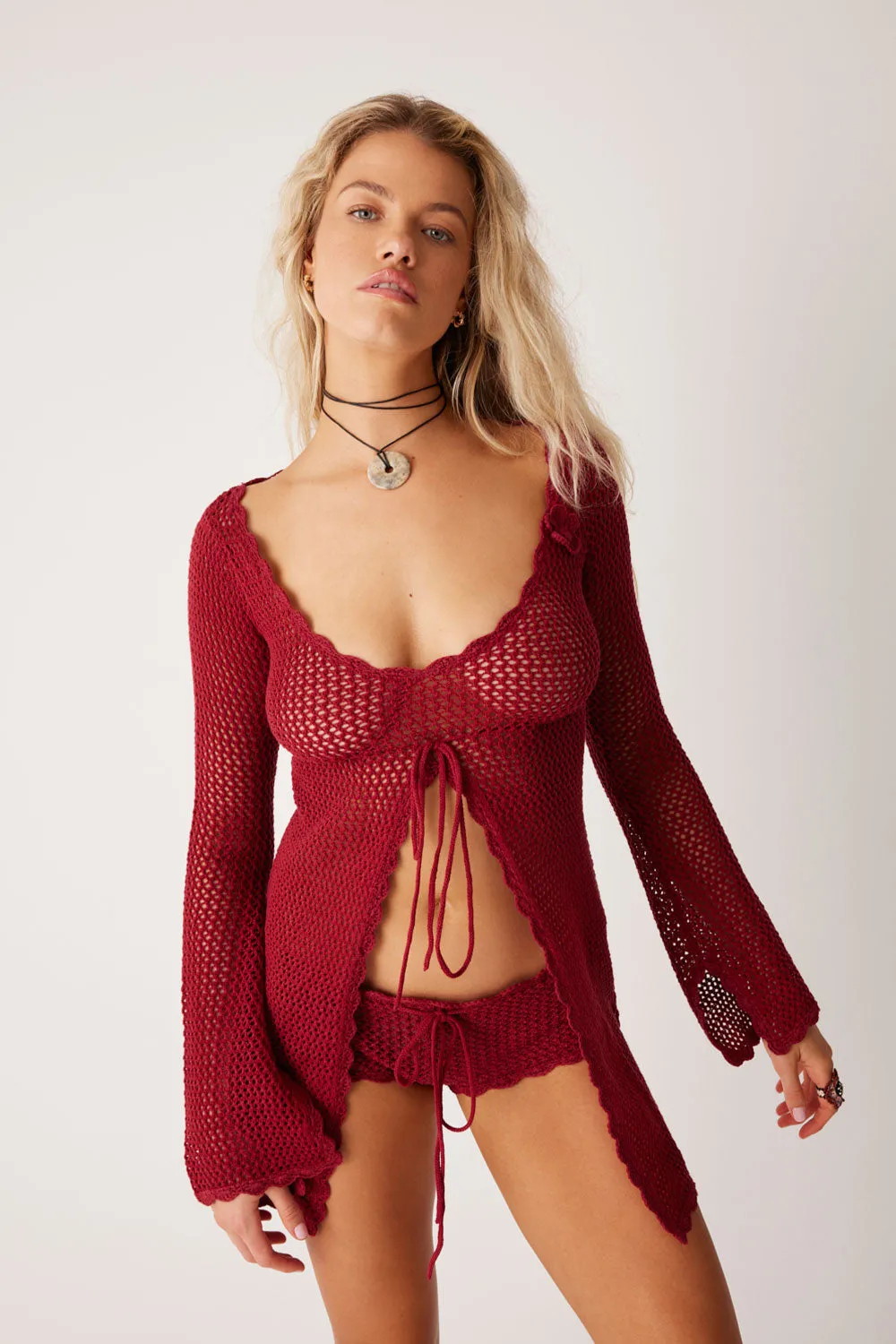 Genevieve Crochet Mini Short - Ruby