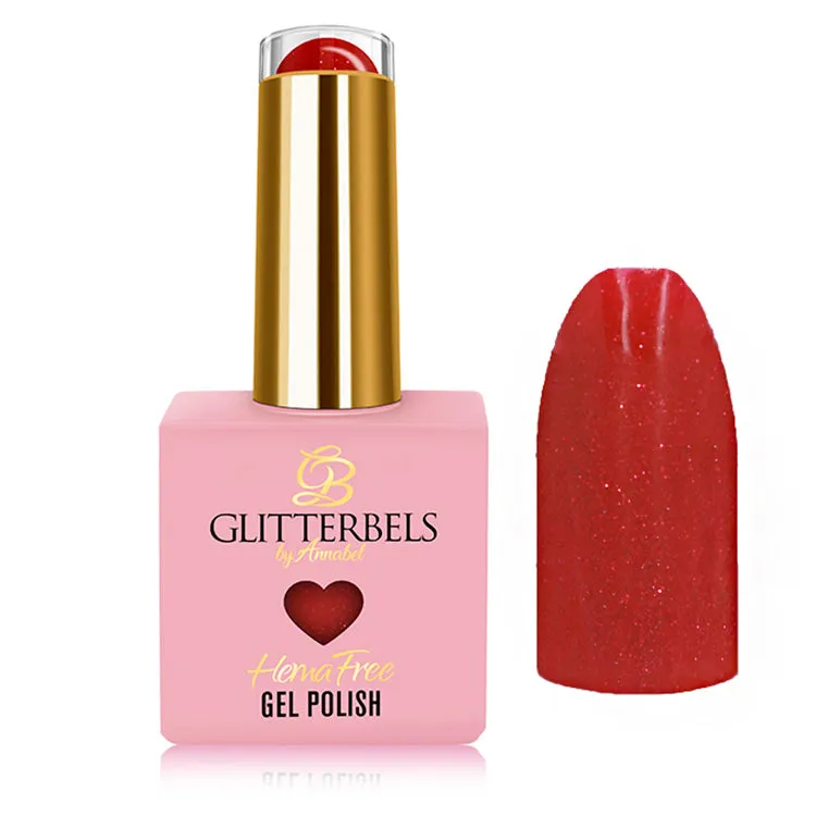 Glitterbels Hema Free Gel Polish Hot Red Sparkle 0.27 fl oz