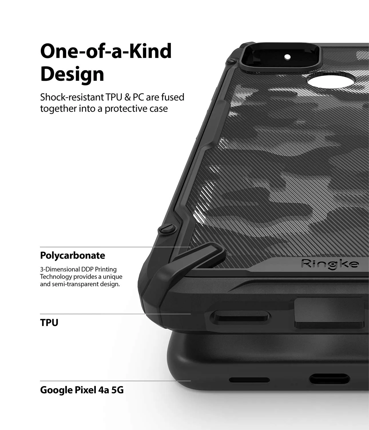 Google Pixel 4a 5G Back Cover Case | Fusion X - Design - Camo Black