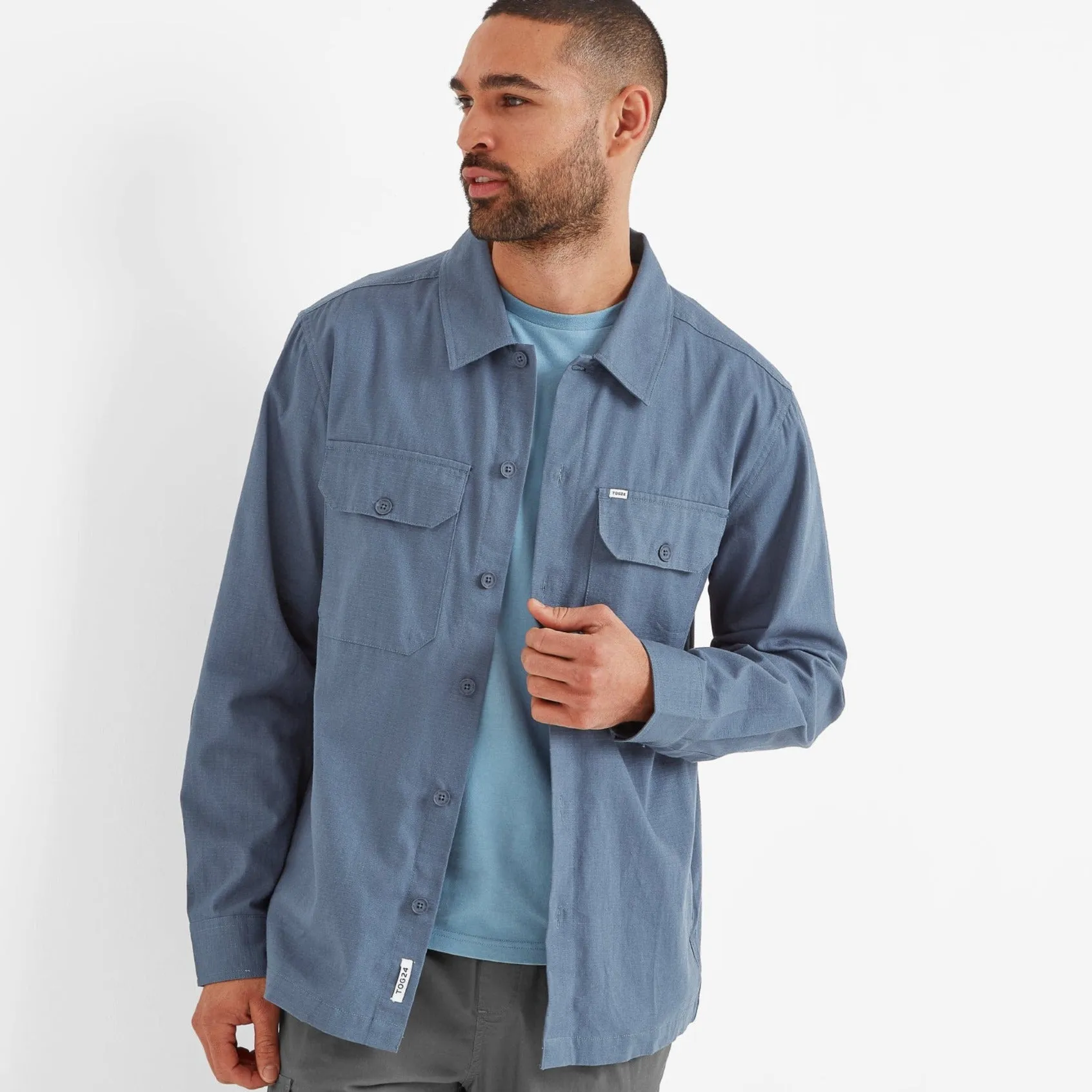 Hatch Mens Overshirt - Steel Blue