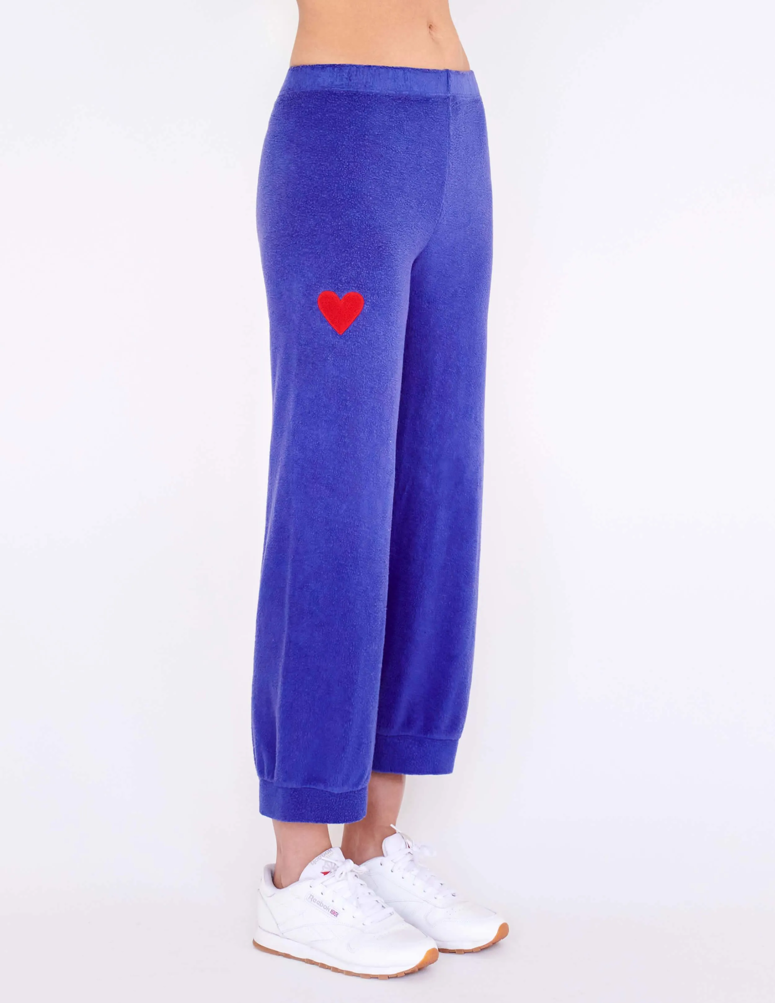 Heart Faux Sherpa Sweatpant, Cobalt