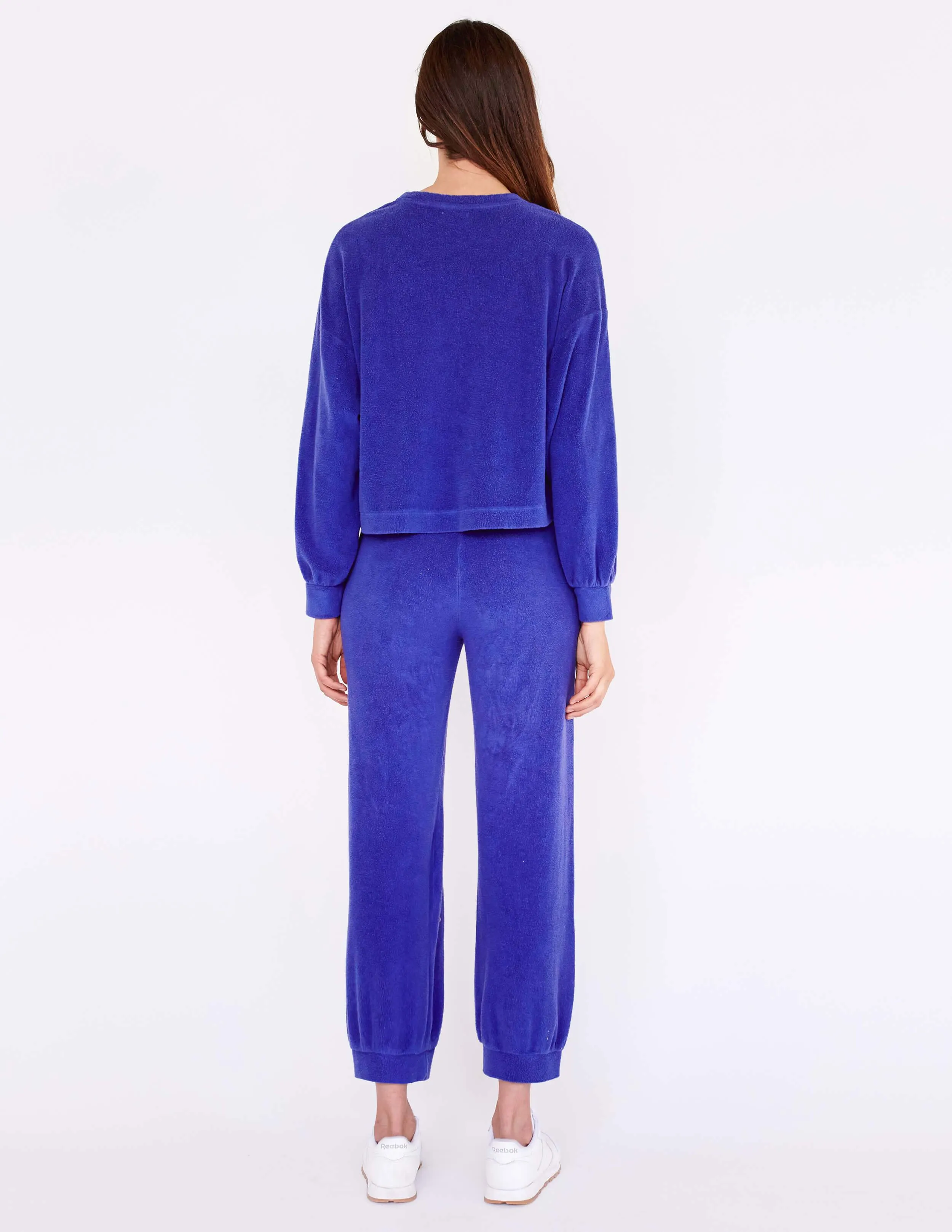 Heart Faux Sherpa Sweatpant, Cobalt