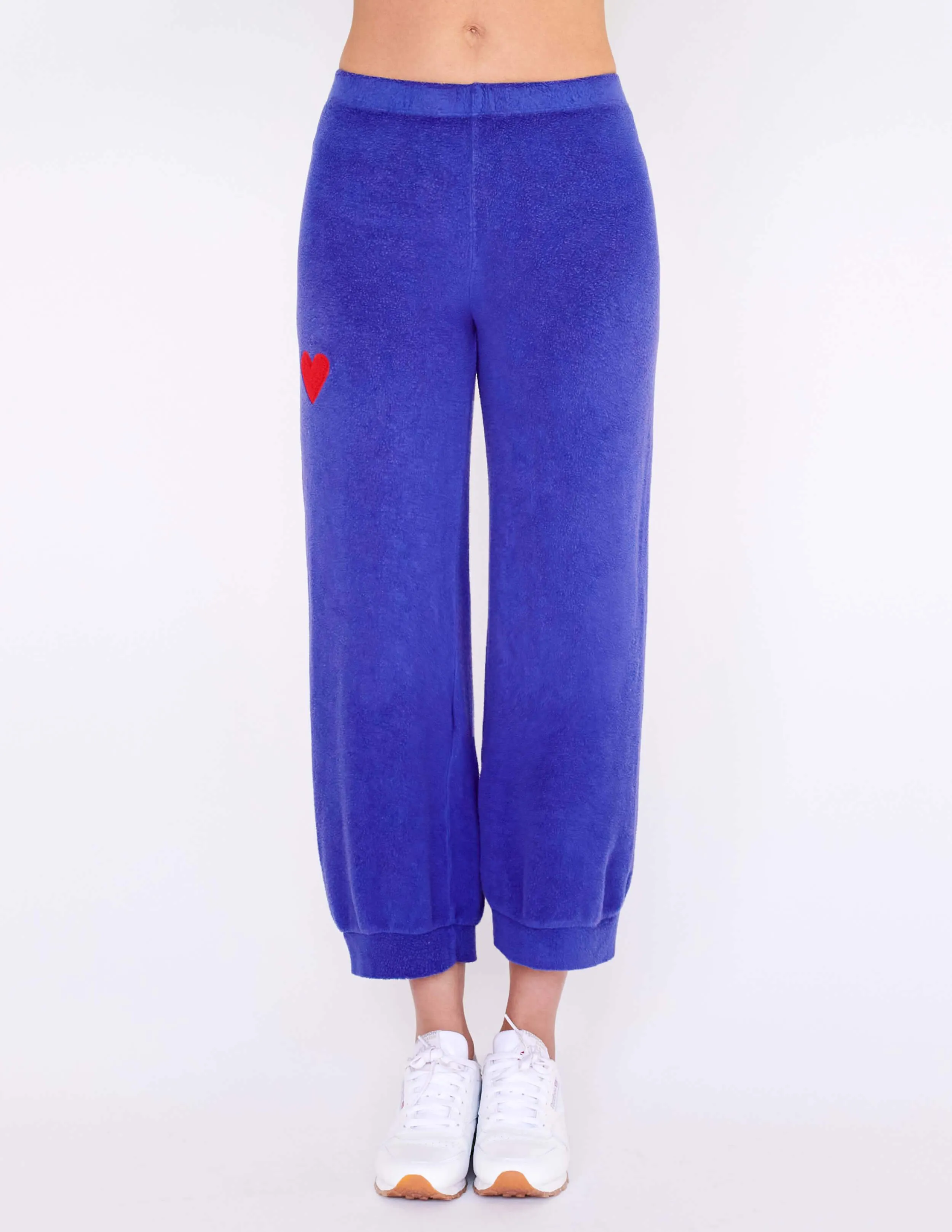 Heart Faux Sherpa Sweatpant, Cobalt