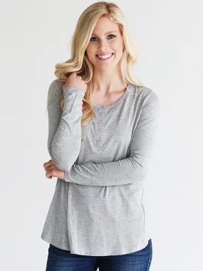 Heather Gray DLMN Long Sleeve Henley Top