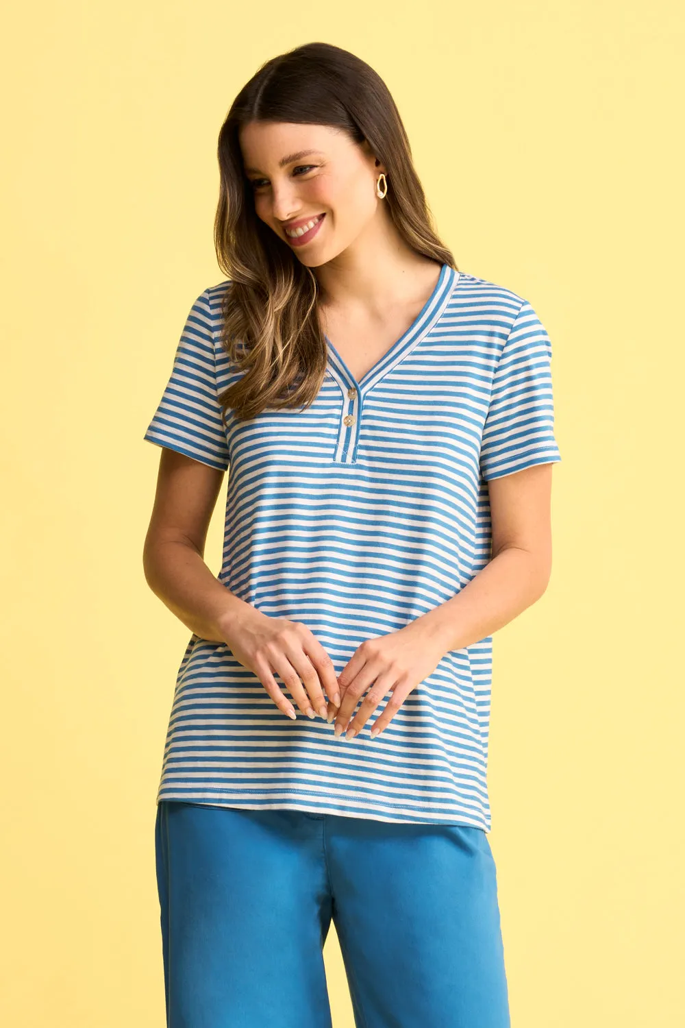 Henley Stripe T-Shirt