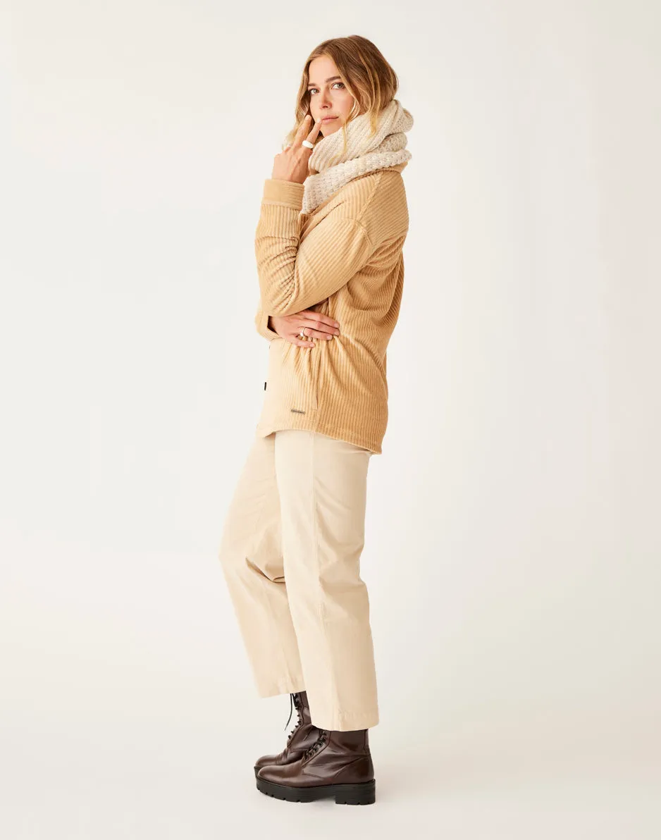 Hudson Stretch Cord Shacket: Camel