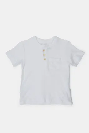 Infant Boys White Jacquard T-Shirt