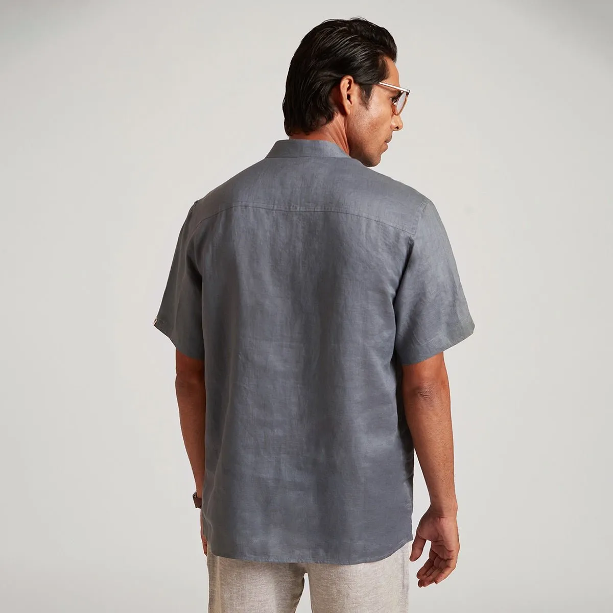 John Organic Linen Elegant Placket Henley Shirt