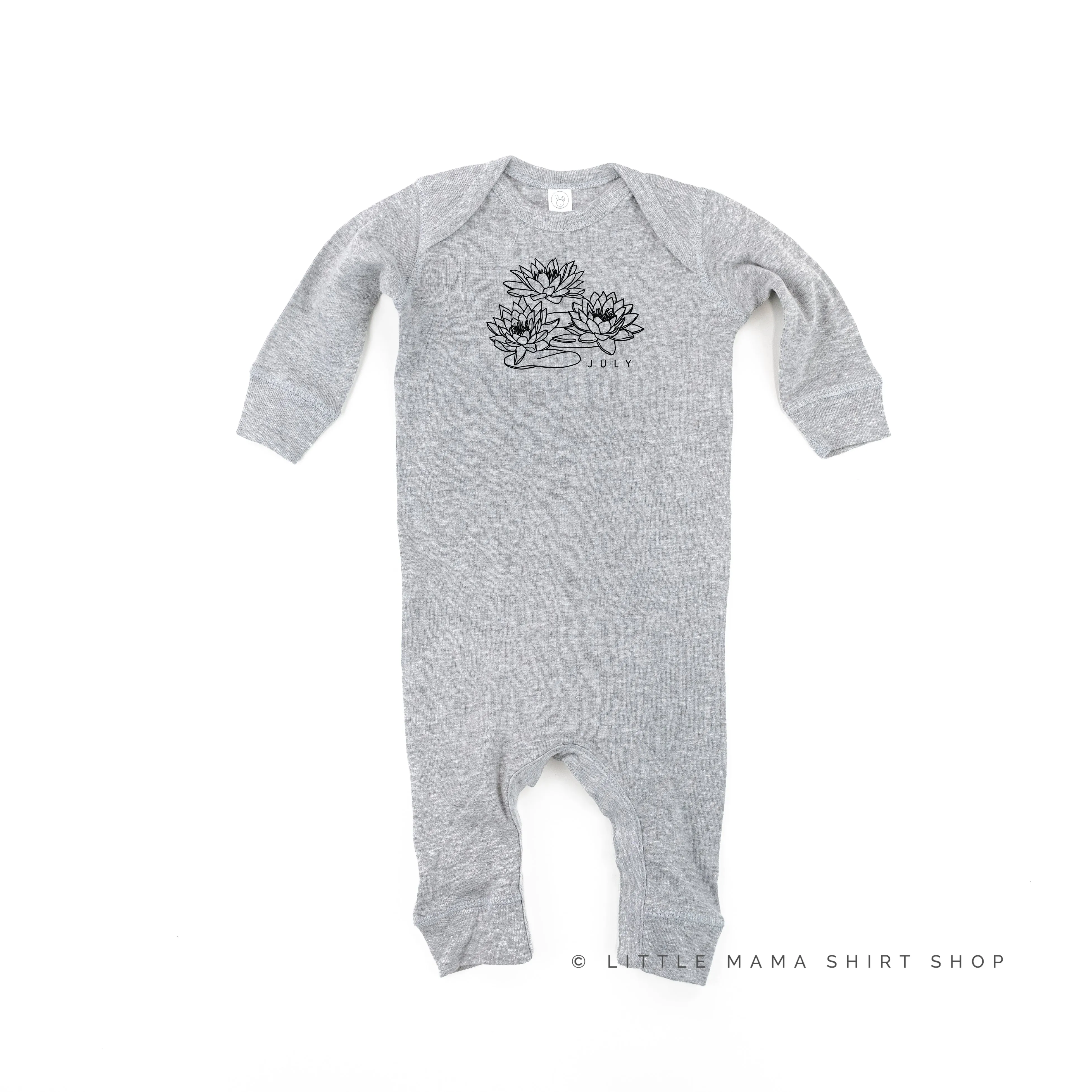 JULY BIRTH FLOWER - Lotus - One Piece Baby Sleeper