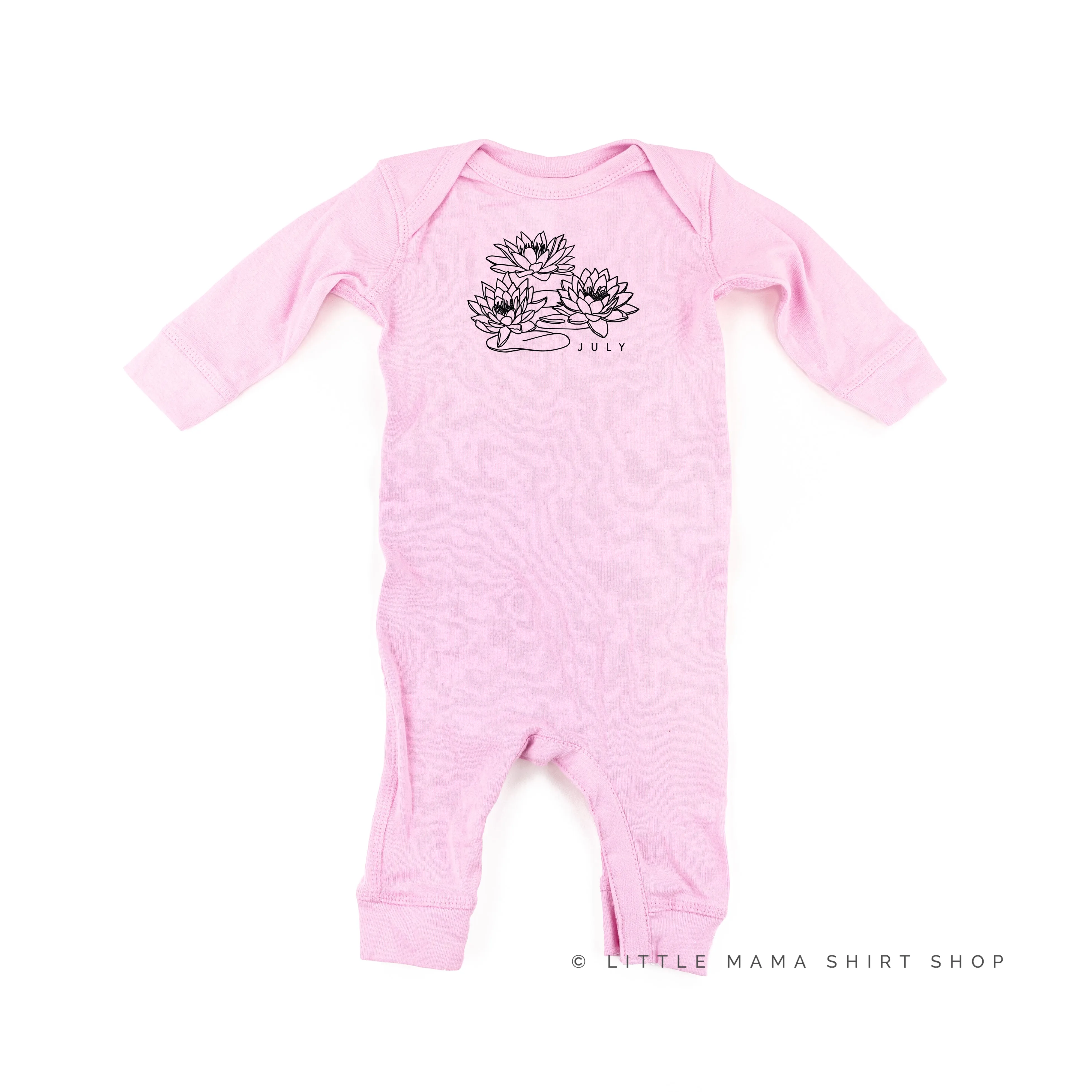 JULY BIRTH FLOWER - Lotus - One Piece Baby Sleeper