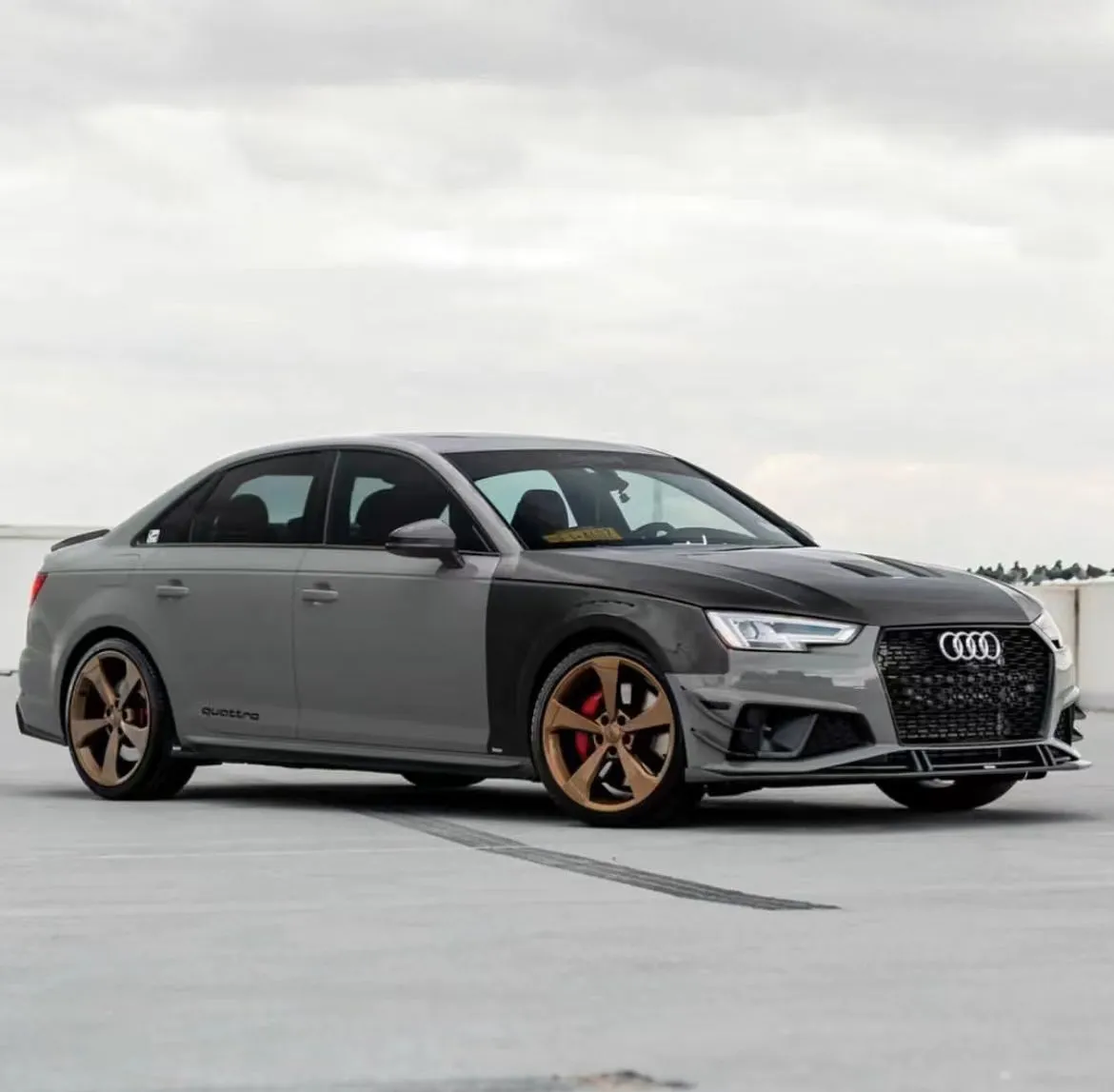 Karbel Carbon Dry Carbon Fiber Front Bumper Canards for Audi S4 & A4 S Line 2019 B9