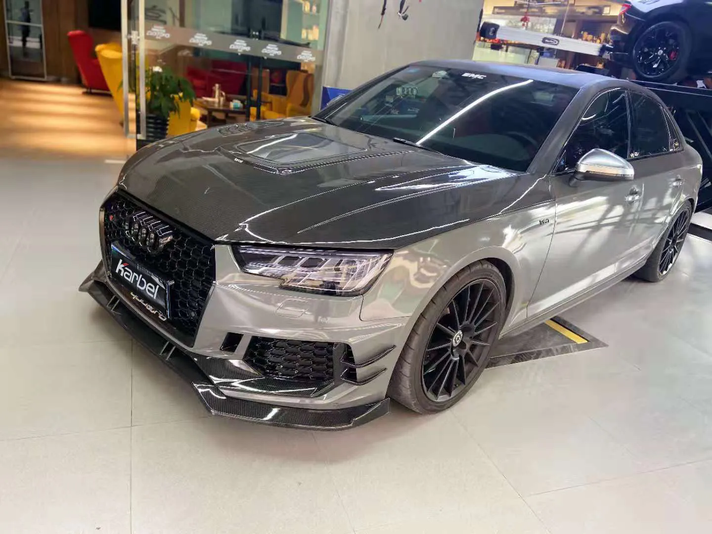 Karbel Carbon Dry Carbon Fiber Front Bumper Canards for Audi S4 & A4 S Line 2019 B9