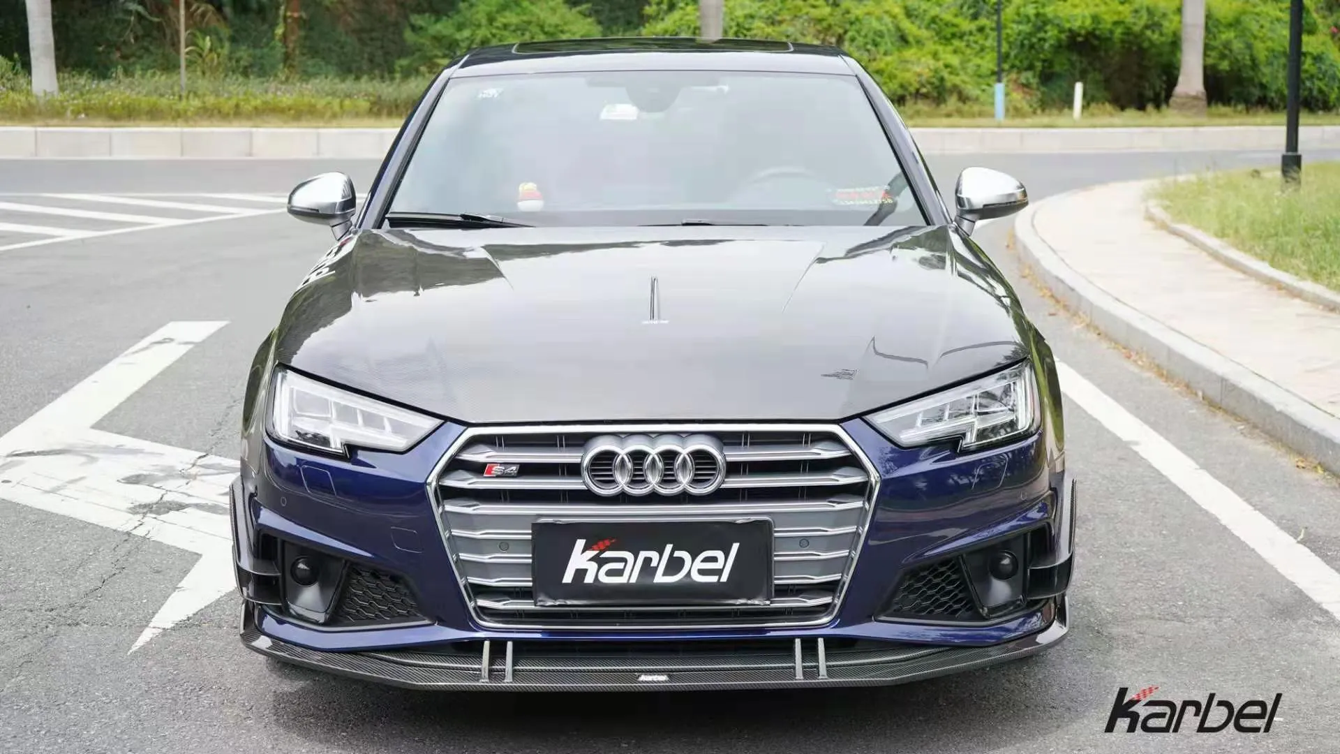 Karbel Carbon Dry Carbon Fiber Front Bumper Canards for Audi S4 & A4 S Line 2019 B9