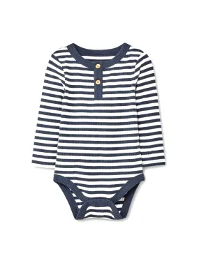 Kids Boy's Ribbed Striped Bodysuit,Grey