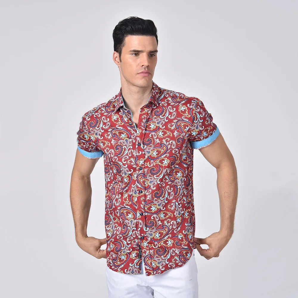 Large Paisley Print Short Sleeve Shirt