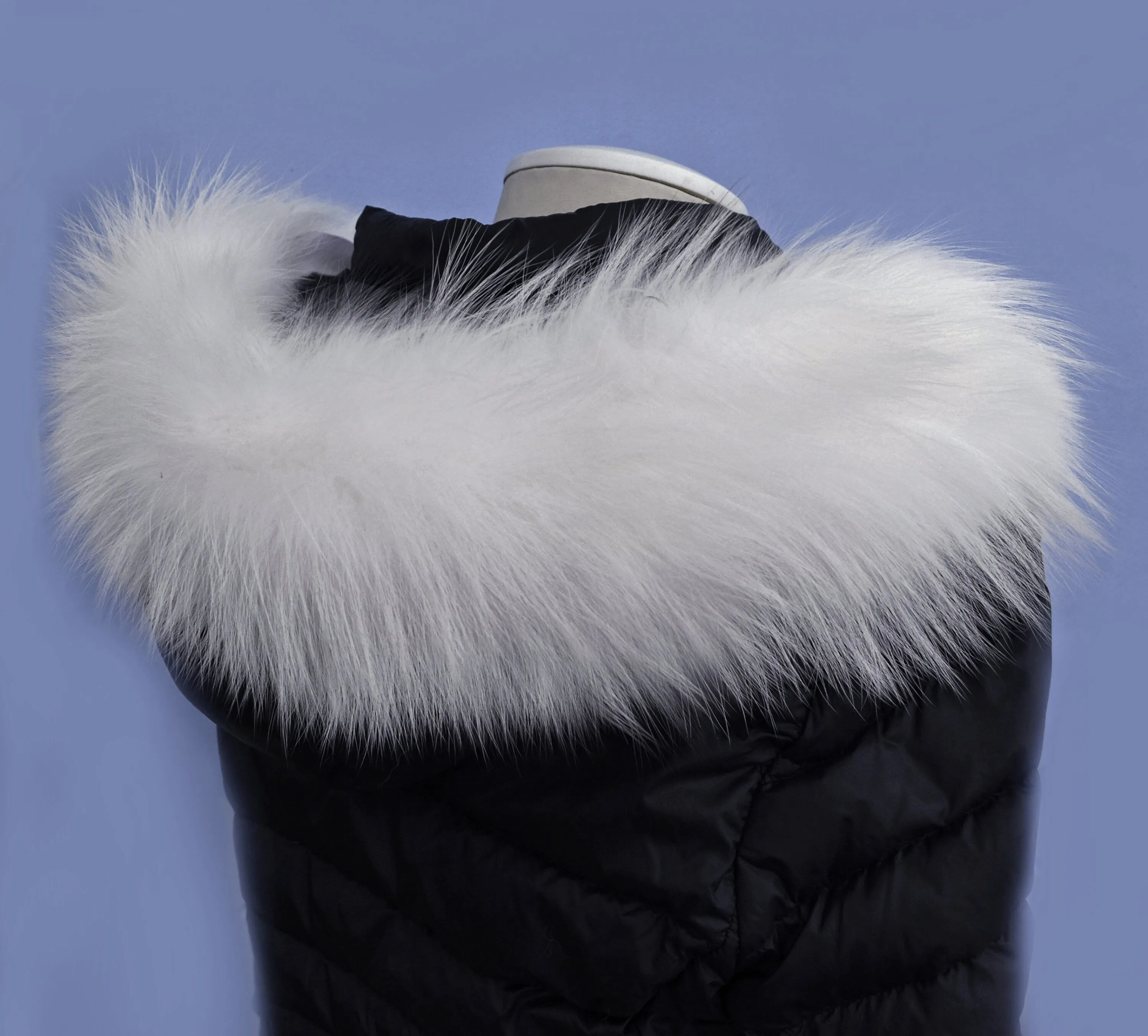 Large Pure White Fox Fur Trim, Collar for Hood (PIECES), 80 cm