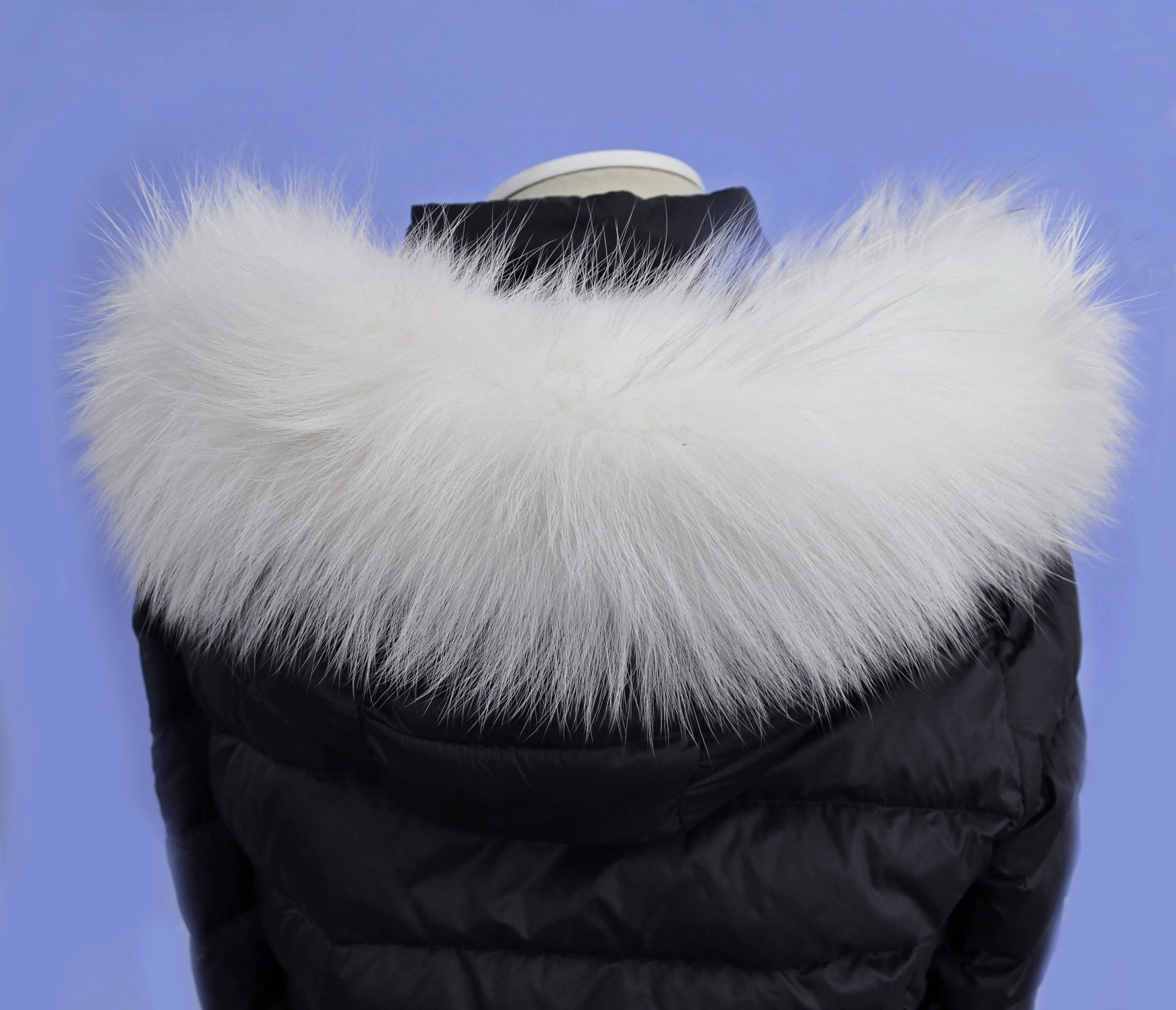 Large Pure White Fox Fur Trim, Collar for Hood (PIECES), 80 cm