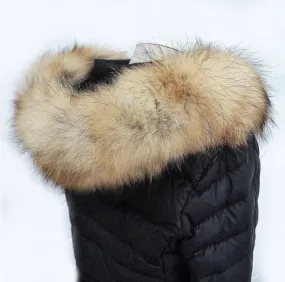 Large Real Raccoon Fur Trim, Collar for Hood (PIECES) of Natural Color, 80 cm