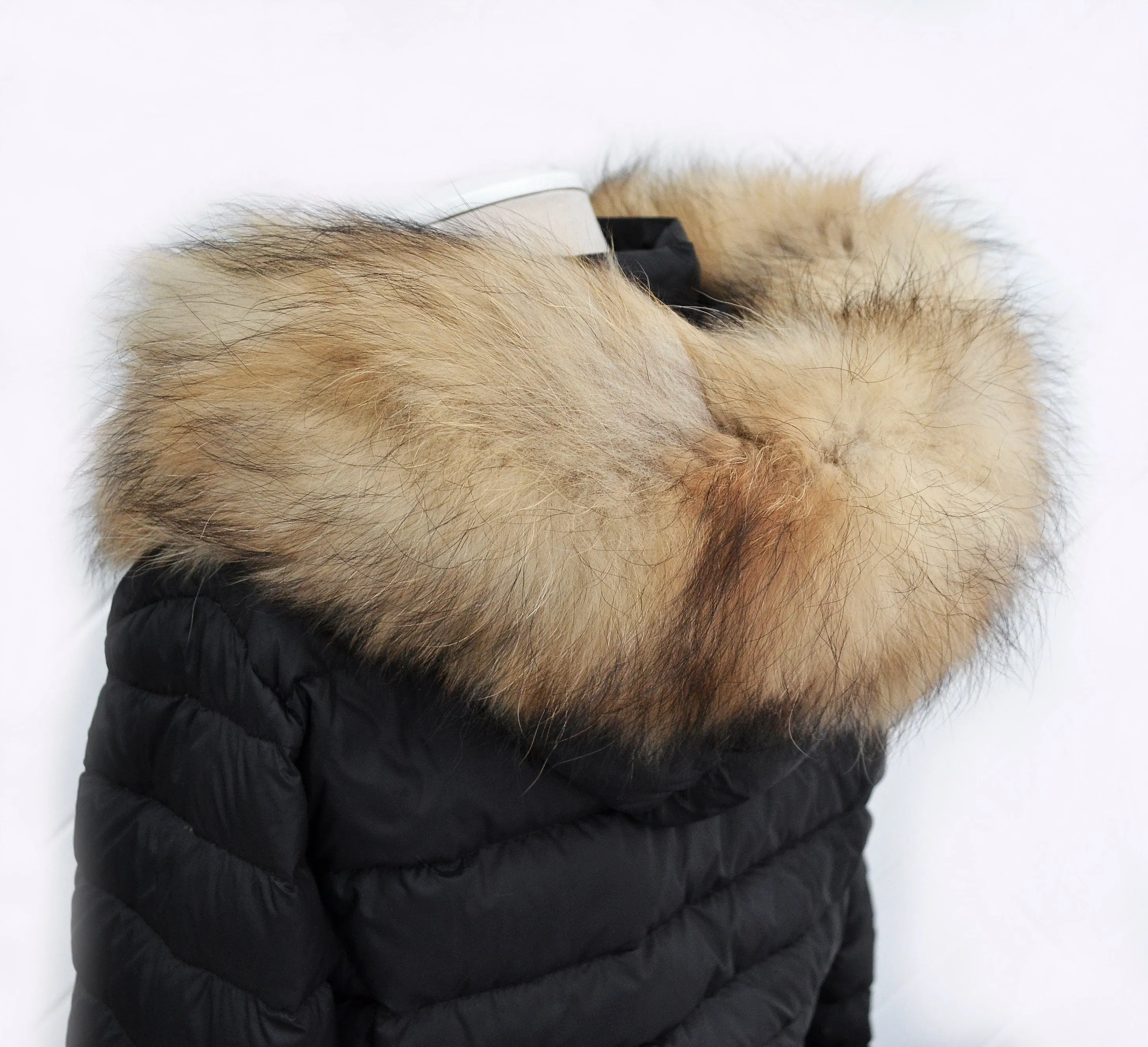 Large Real Raccoon Fur Trim, Collar for Hood (PIECES) of Natural Color, 80 cm