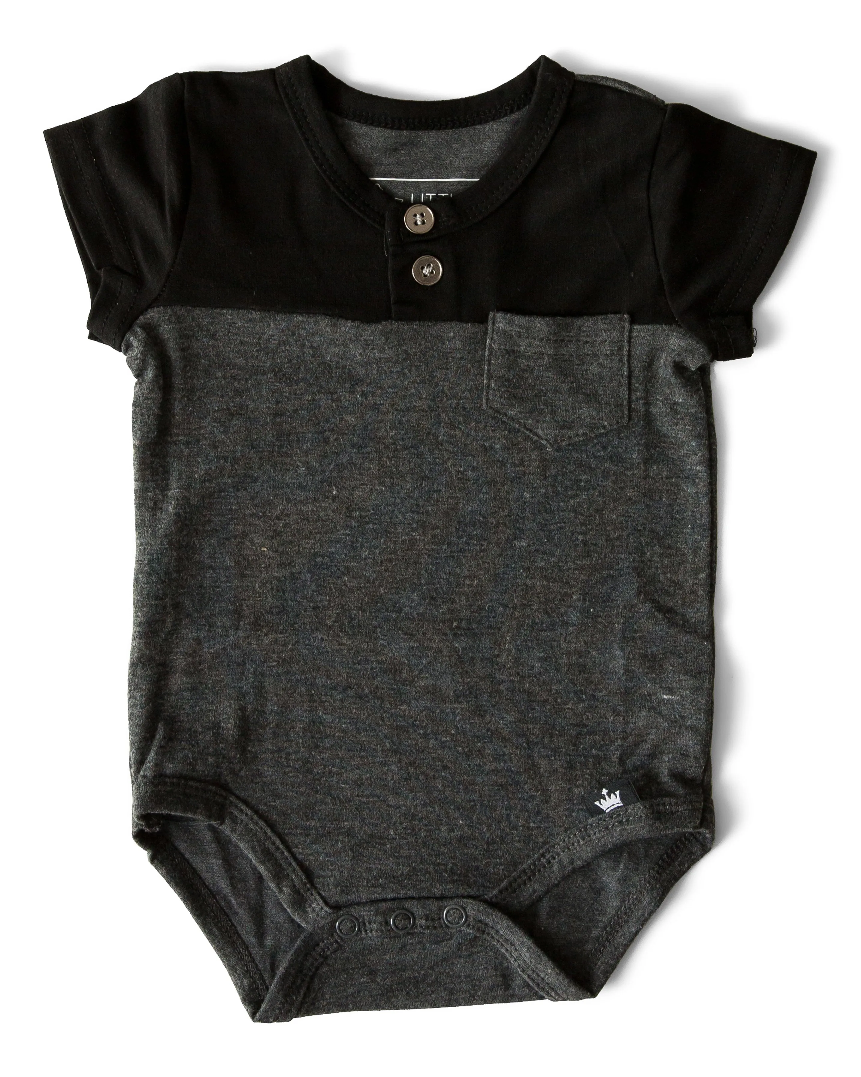 Littlest Prince Black & Charcoal Henley Shirt