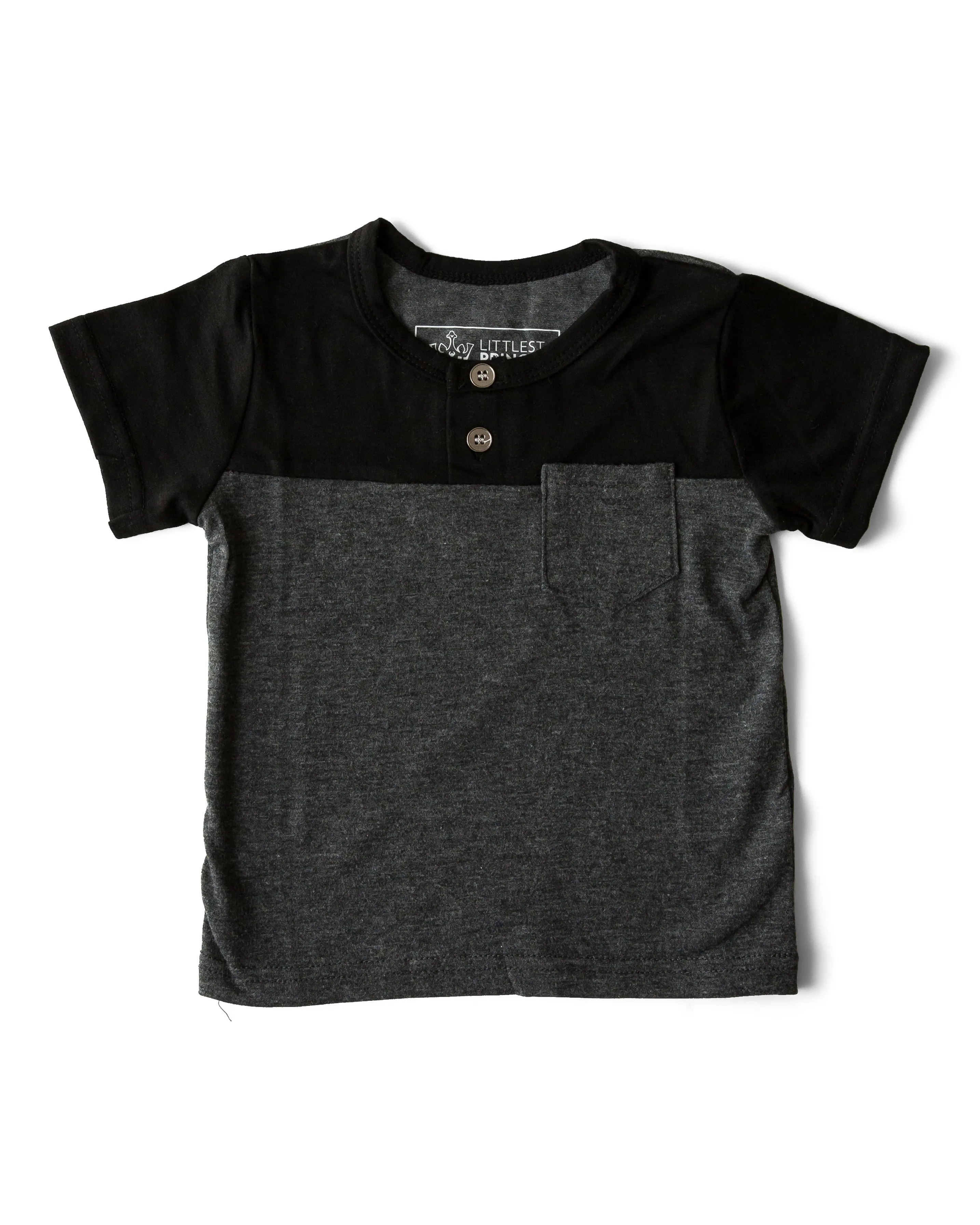 Littlest Prince Black & Charcoal Henley Shirt