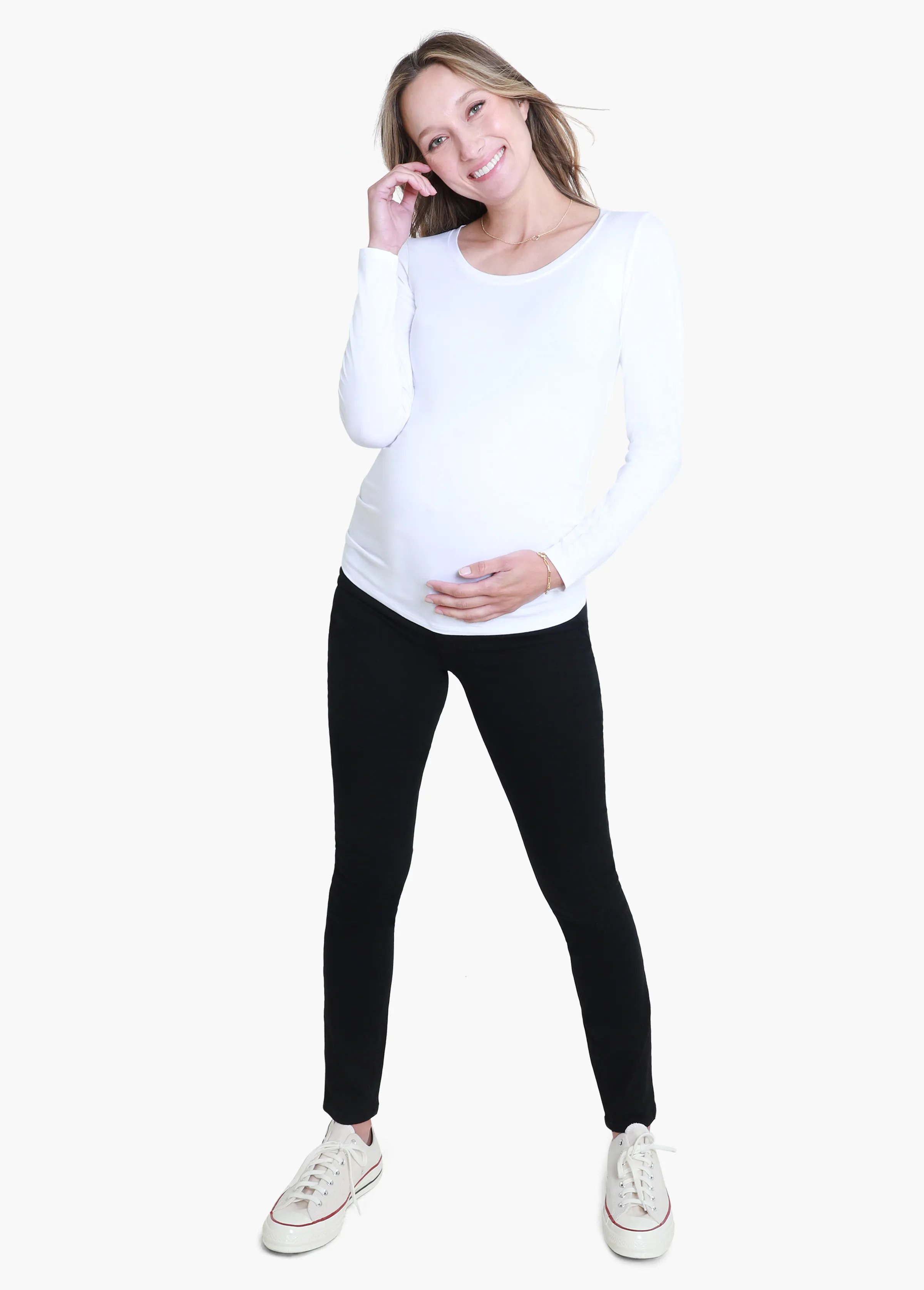 Long Sleeve Scoop Neck Maternity Tee