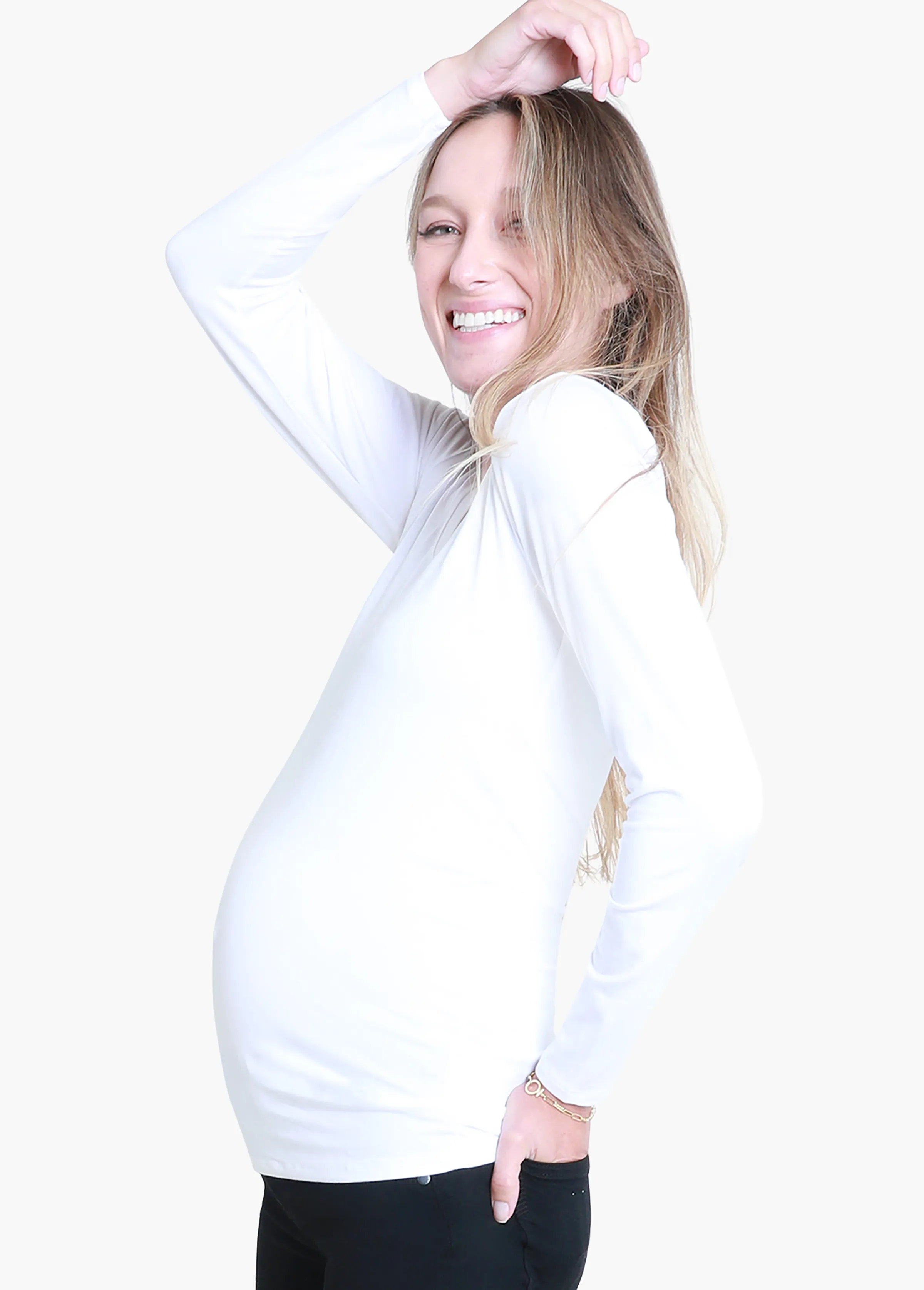 Long Sleeve Scoop Neck Maternity Tee