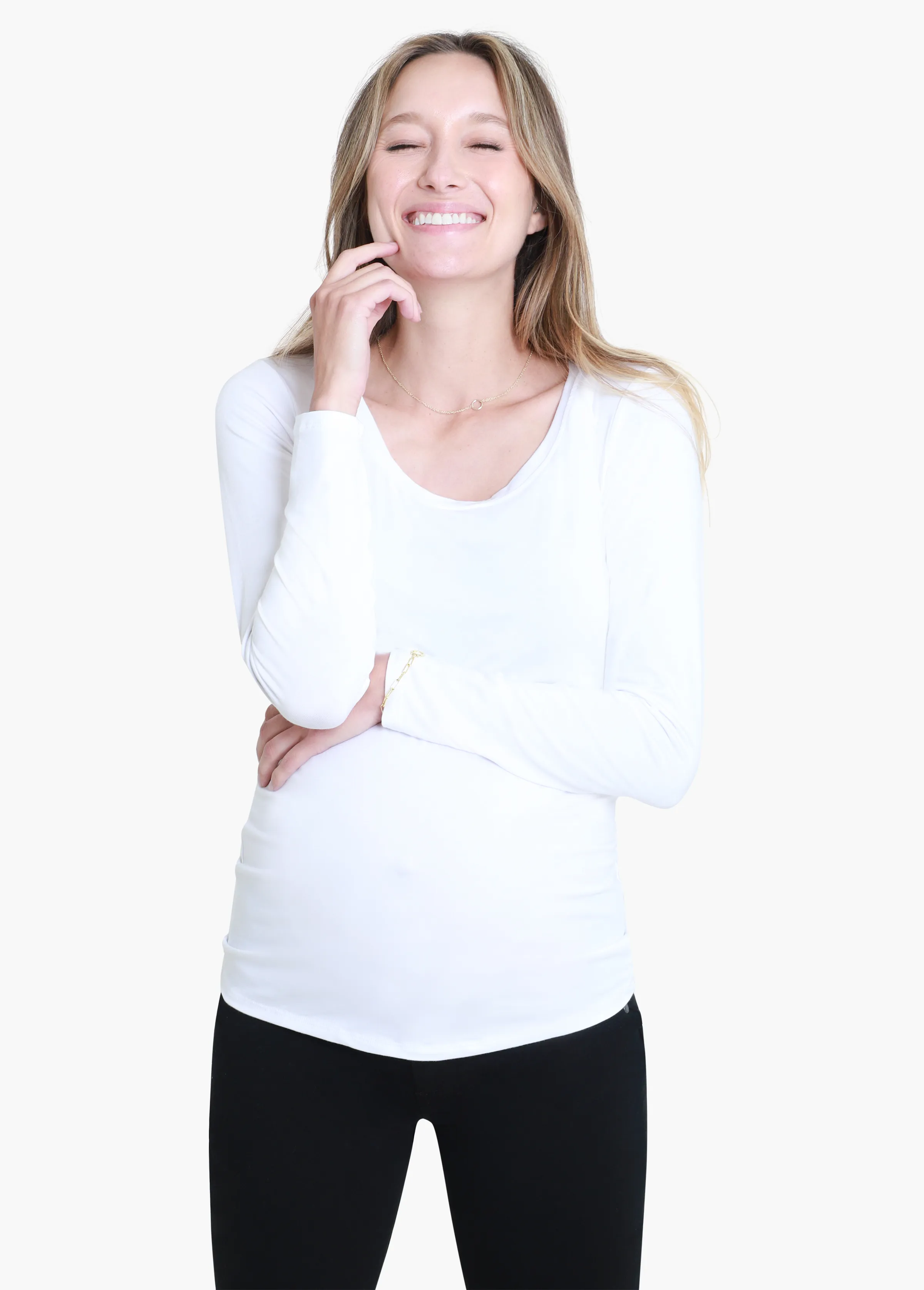 Long Sleeve Scoop Neck Maternity Tee