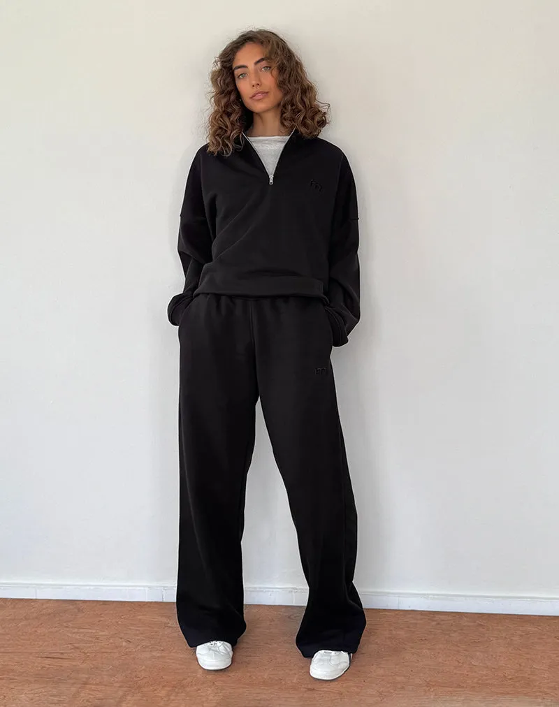 Loose Jogger in Black with 'M' Embroidery