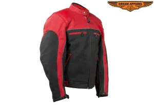 Mens Black & Red Racer Jacket With Reflective Piping