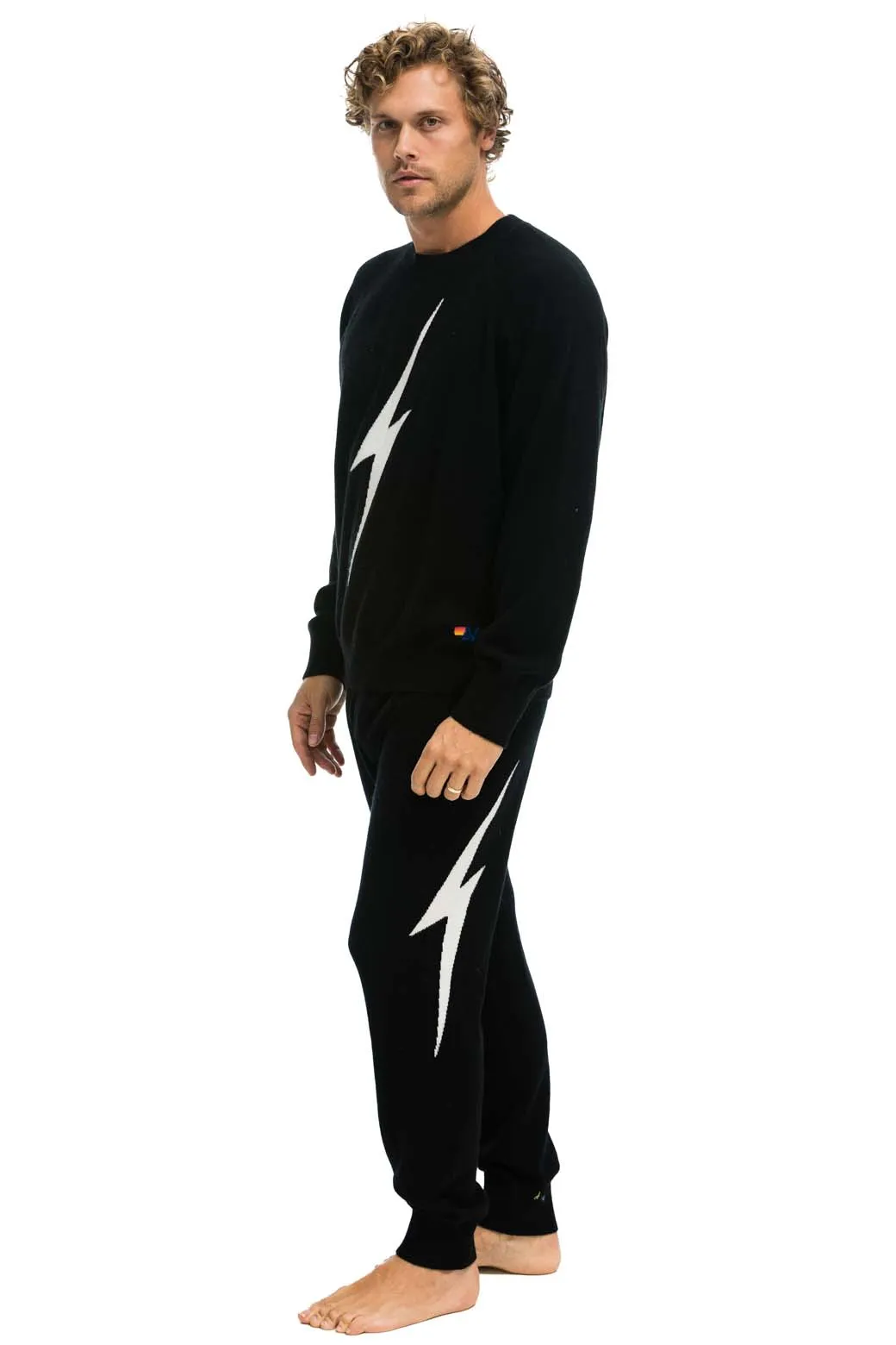 MEN'S BOLT CASHMERE LIGHT SWEATER PANT	- BLACK // WHITE BOLT