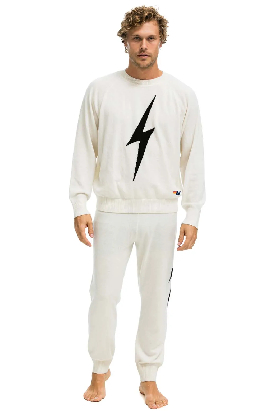 MEN'S BOLT CASHMERE LIGHT SWEATER PANT	- VINTAGE WHITE // BLACK BOLT