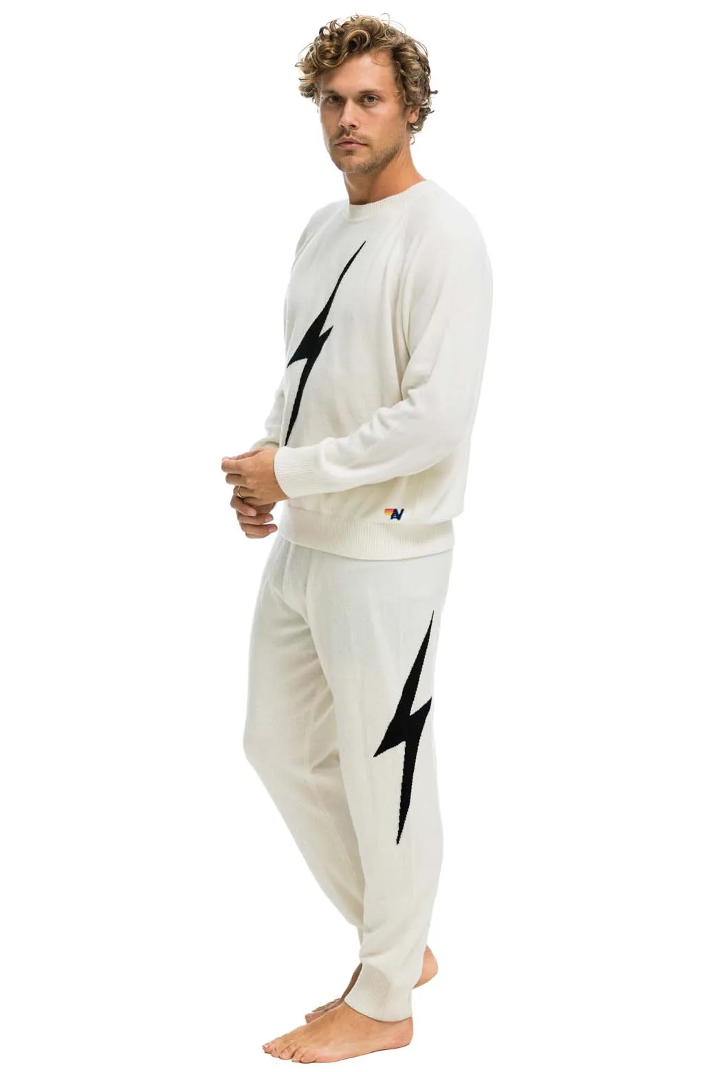 MEN'S BOLT CASHMERE LIGHT SWEATER PANT	- VINTAGE WHITE // BLACK BOLT